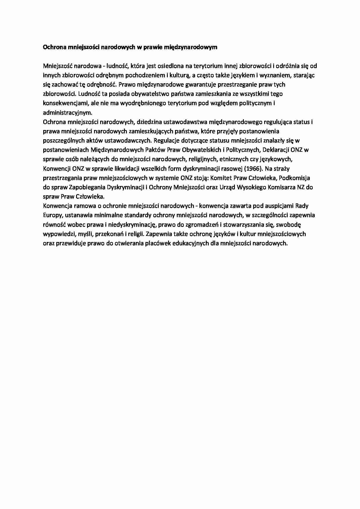 Wykład - Ochrona mniejszości narodowych w prawie międzynarodowym - strona 1