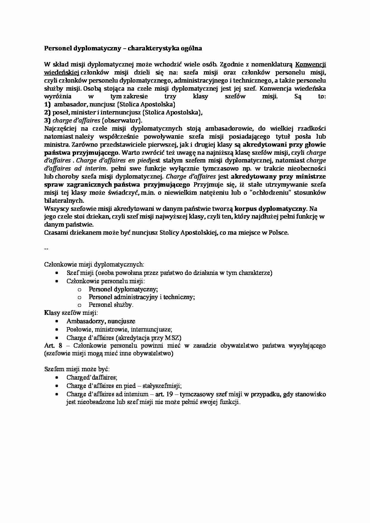 Wykład - Personel dyplomatyczny - strona 1