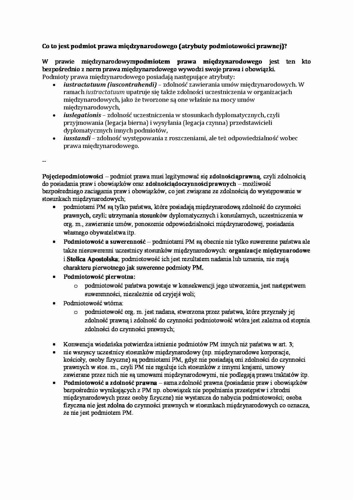 Wykład - podmiot prawa międzynarodowego - strona 1