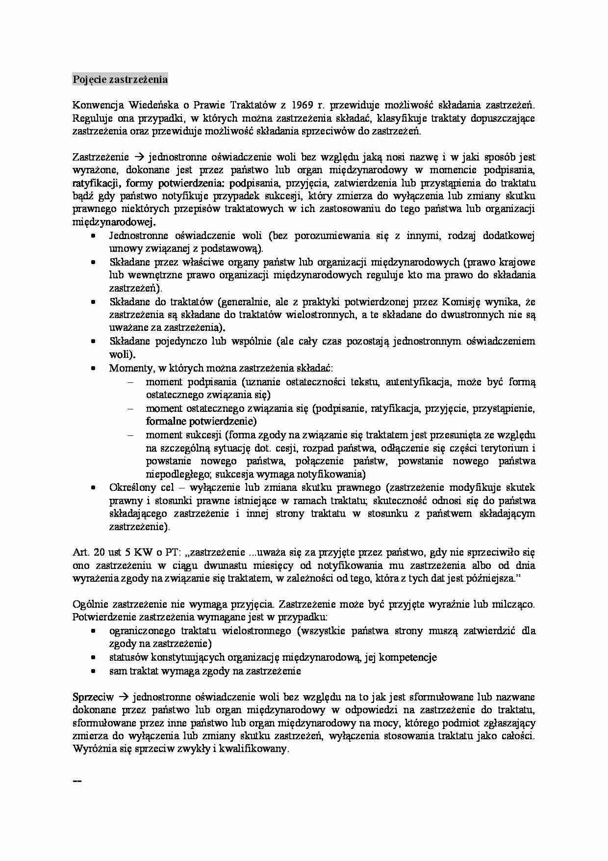 Wykład - Pojęcie zastrzeżenia - strona 1