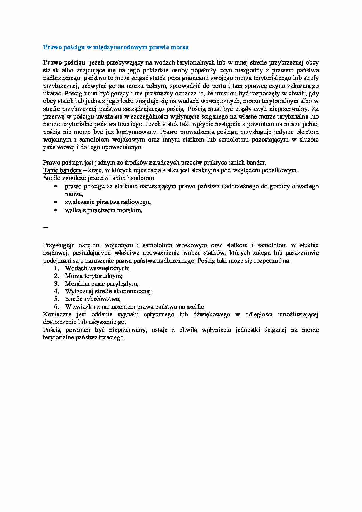 Wykład - Prawo pościgu w międzynarodowym prawie morza - strona 1