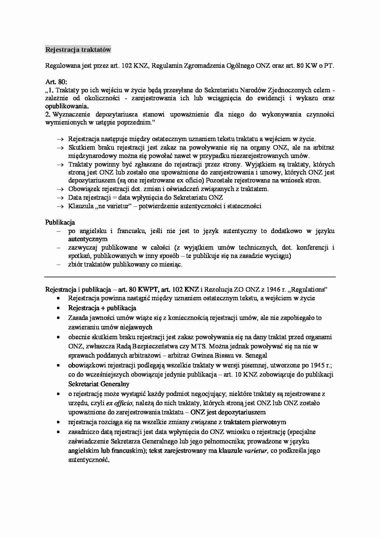 Wykład - Rejestracja traktatów - strona 1