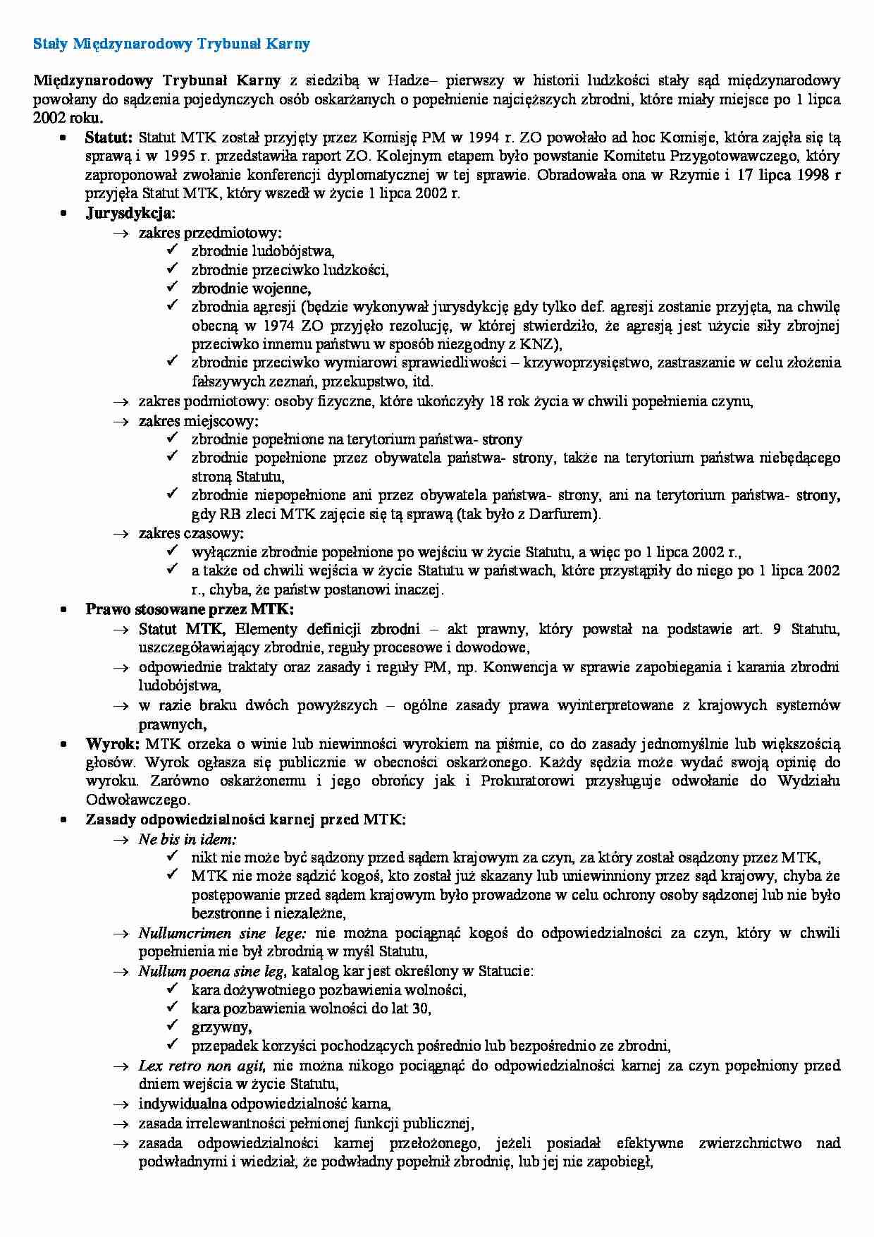 Wykład - Stały Międzynarodowy Trybunał Karny - strona 1