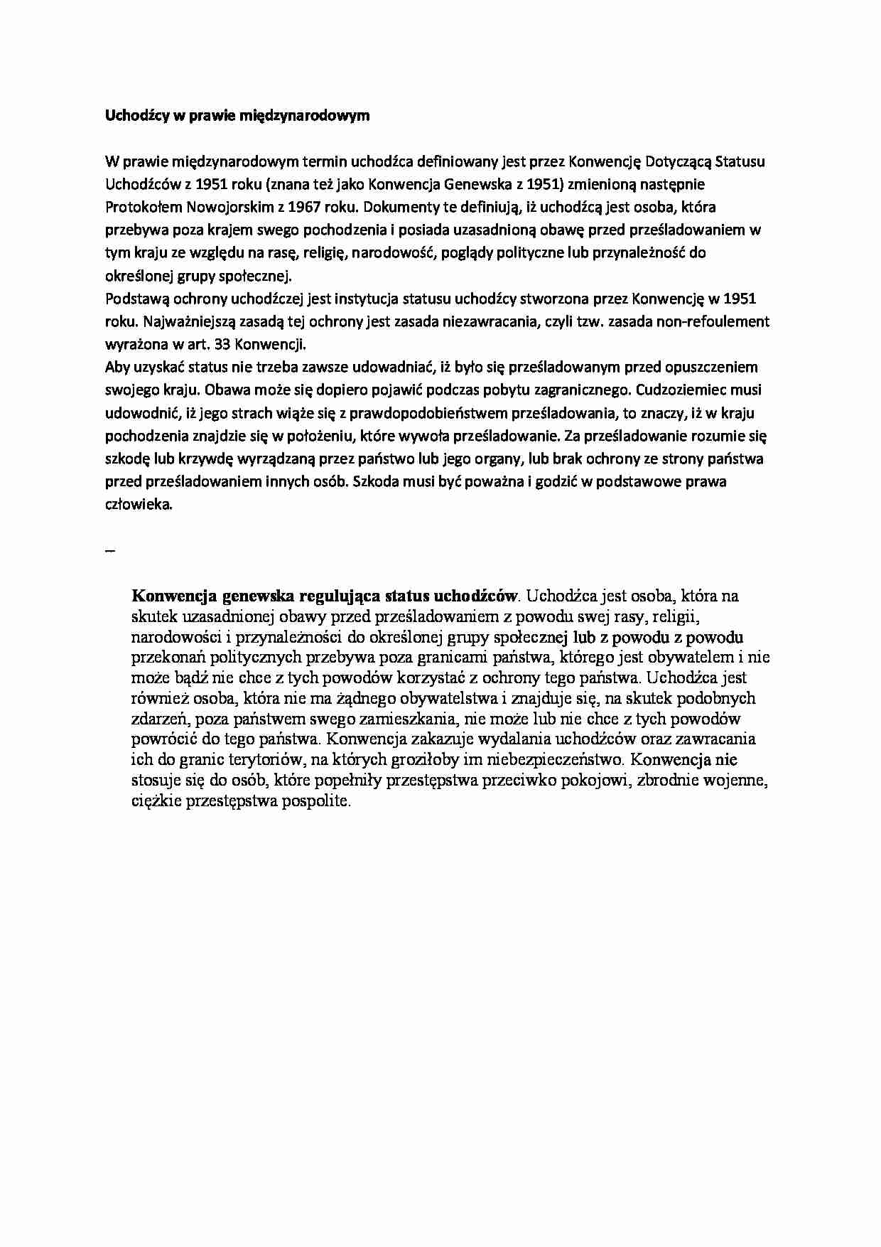 Wykład - Uchodźcy w prawie międzynarodowym - strona 1