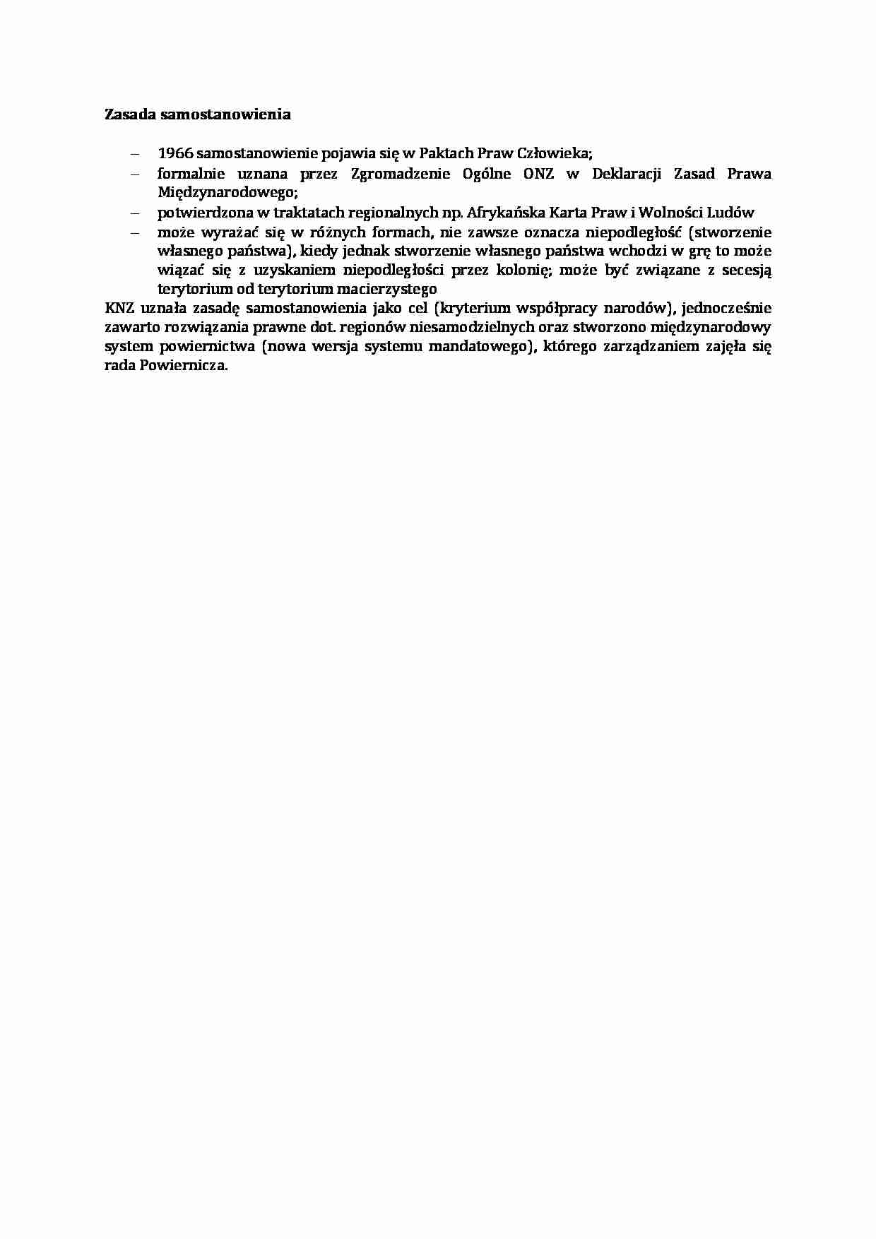 Wykład - Zasada samostanowienia - strona 1