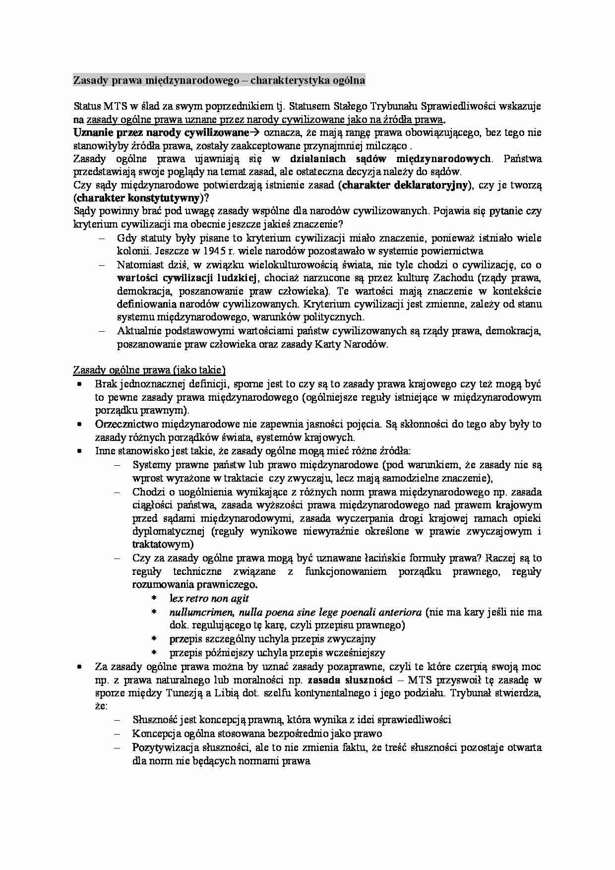 Wykład - Zasady prawa międzynarodowego ogólna charakterystyka - strona 1