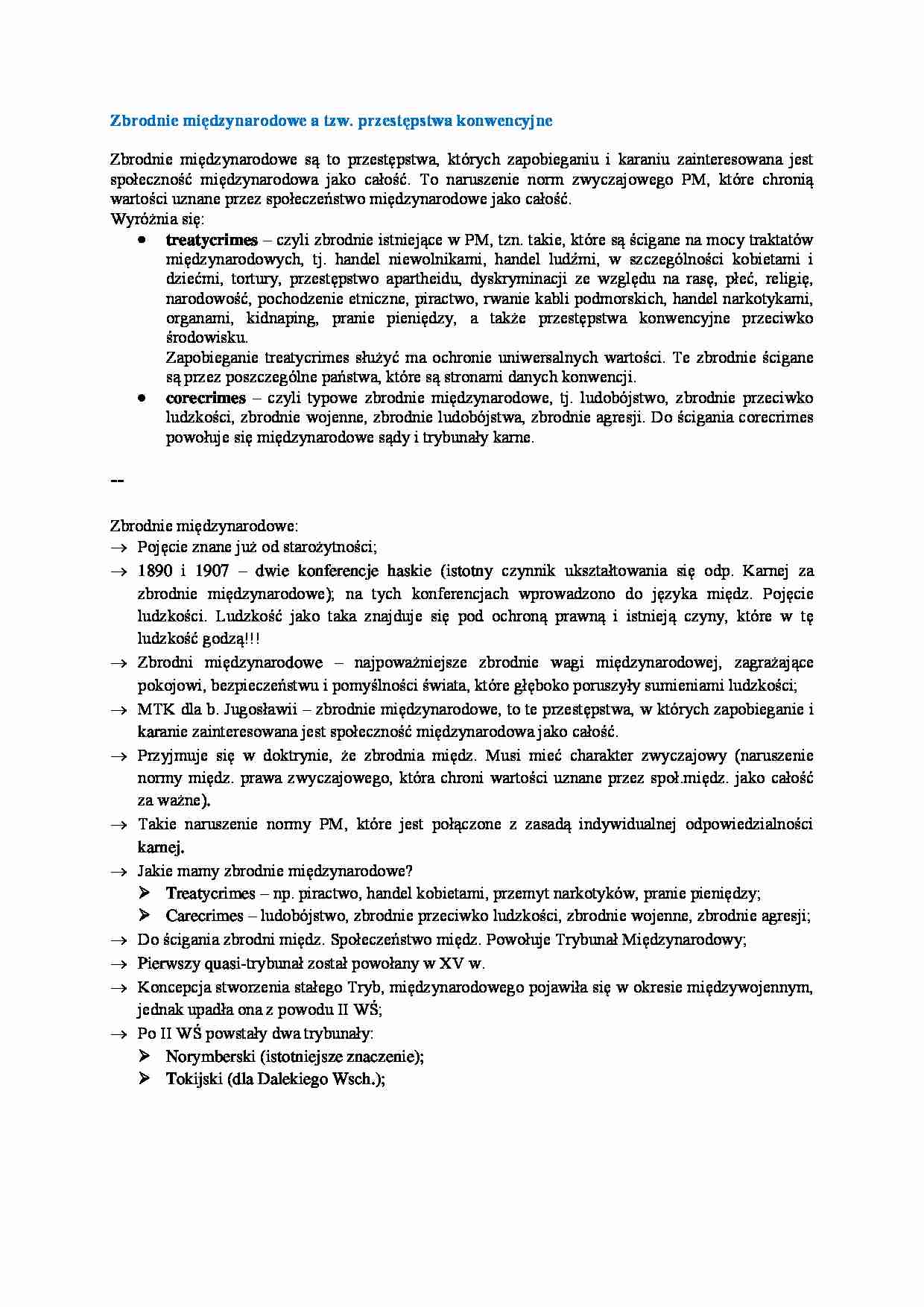 Wykład - Zbrodnie międzynarodowe a przestępstwa konwencyjne - strona 1