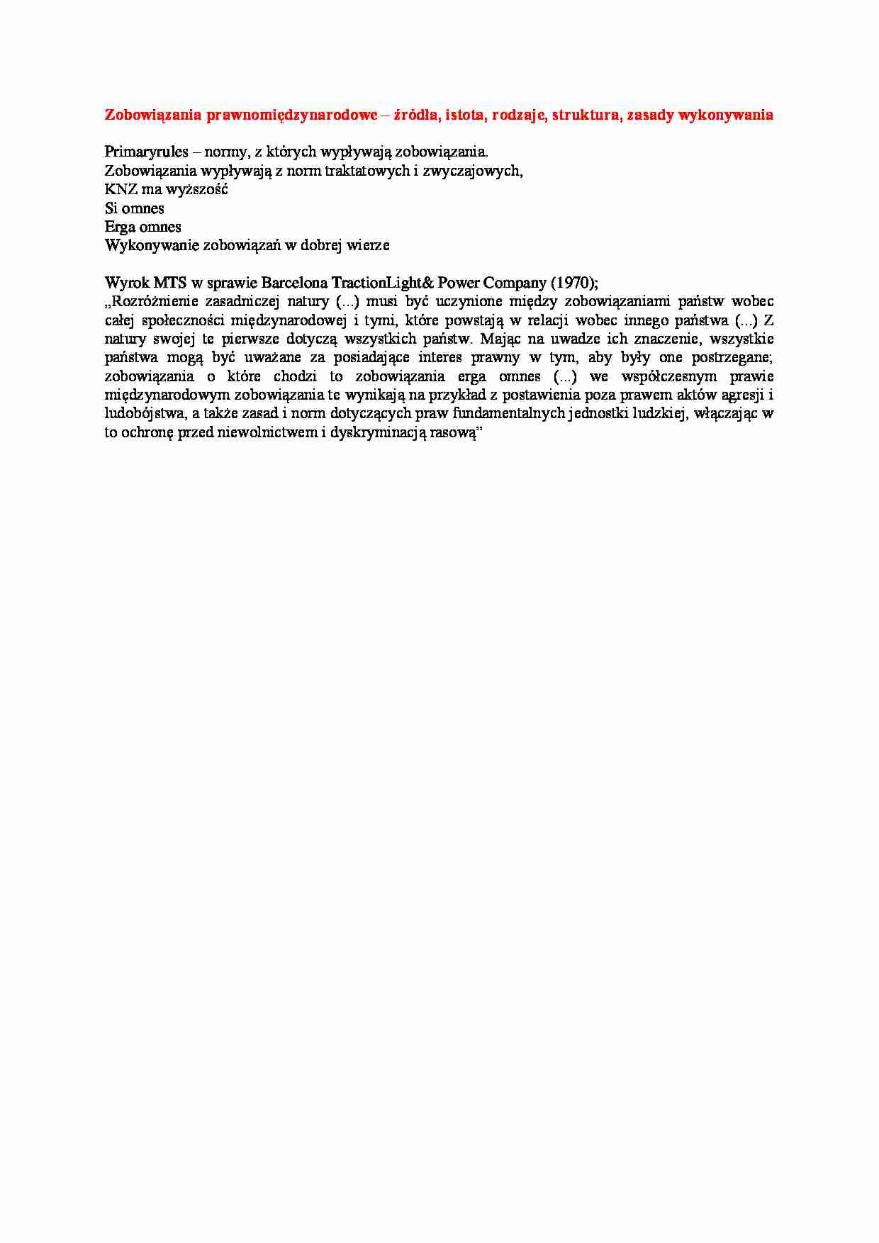 Wykład - Zobowiązania prawnomiędzynarodowe - strona 1