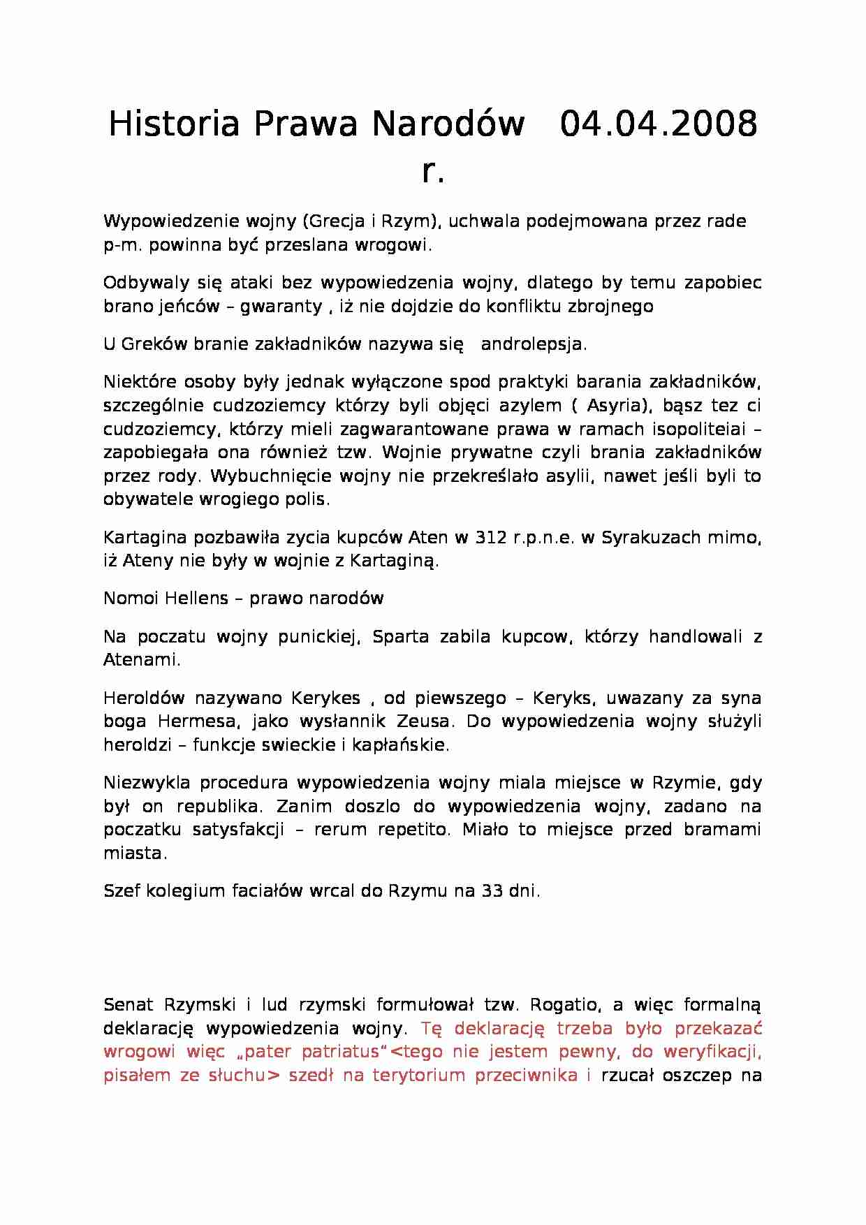 Historia Prawa Narodów - wykład - strona 1