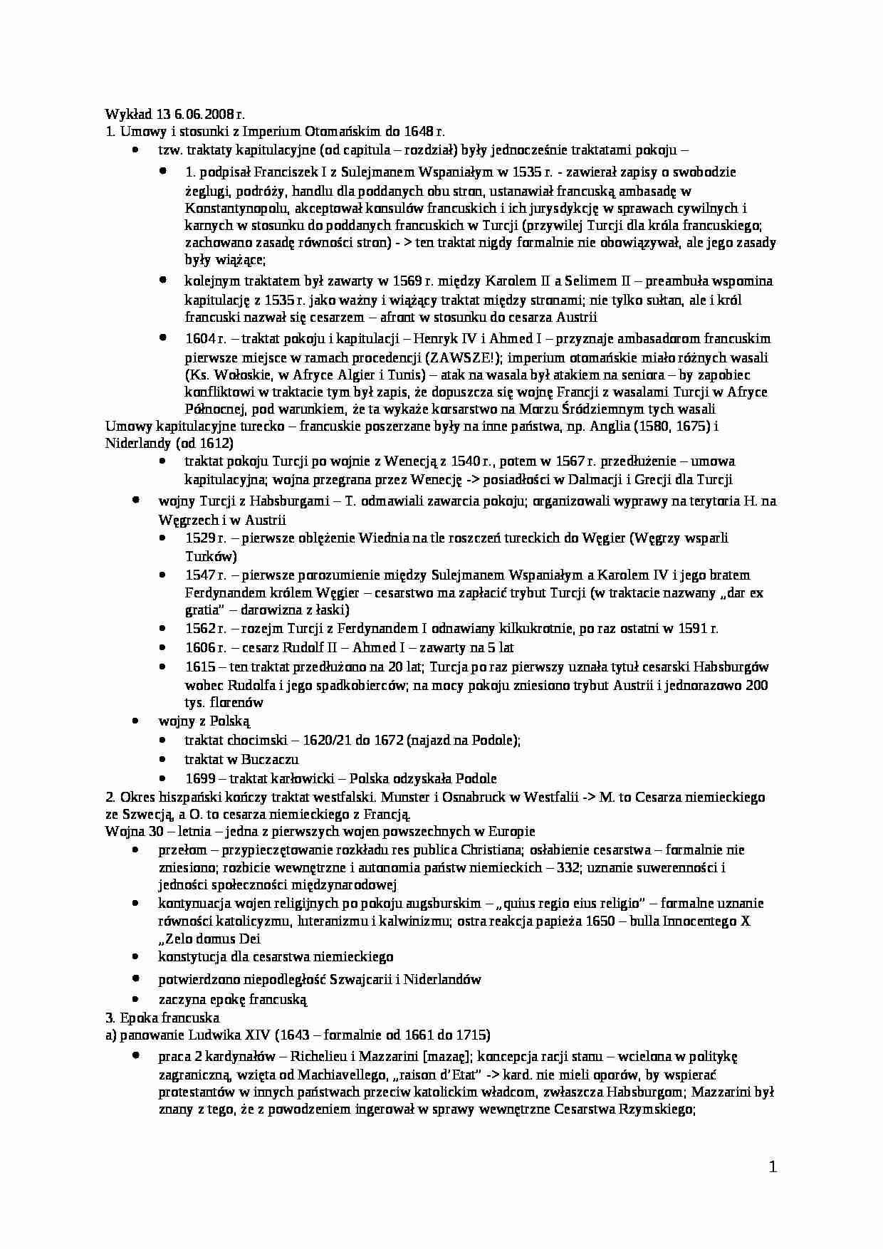 Wykład - Umowy i stosunki z Imperium Otomańskim do 1648 r - strona 1