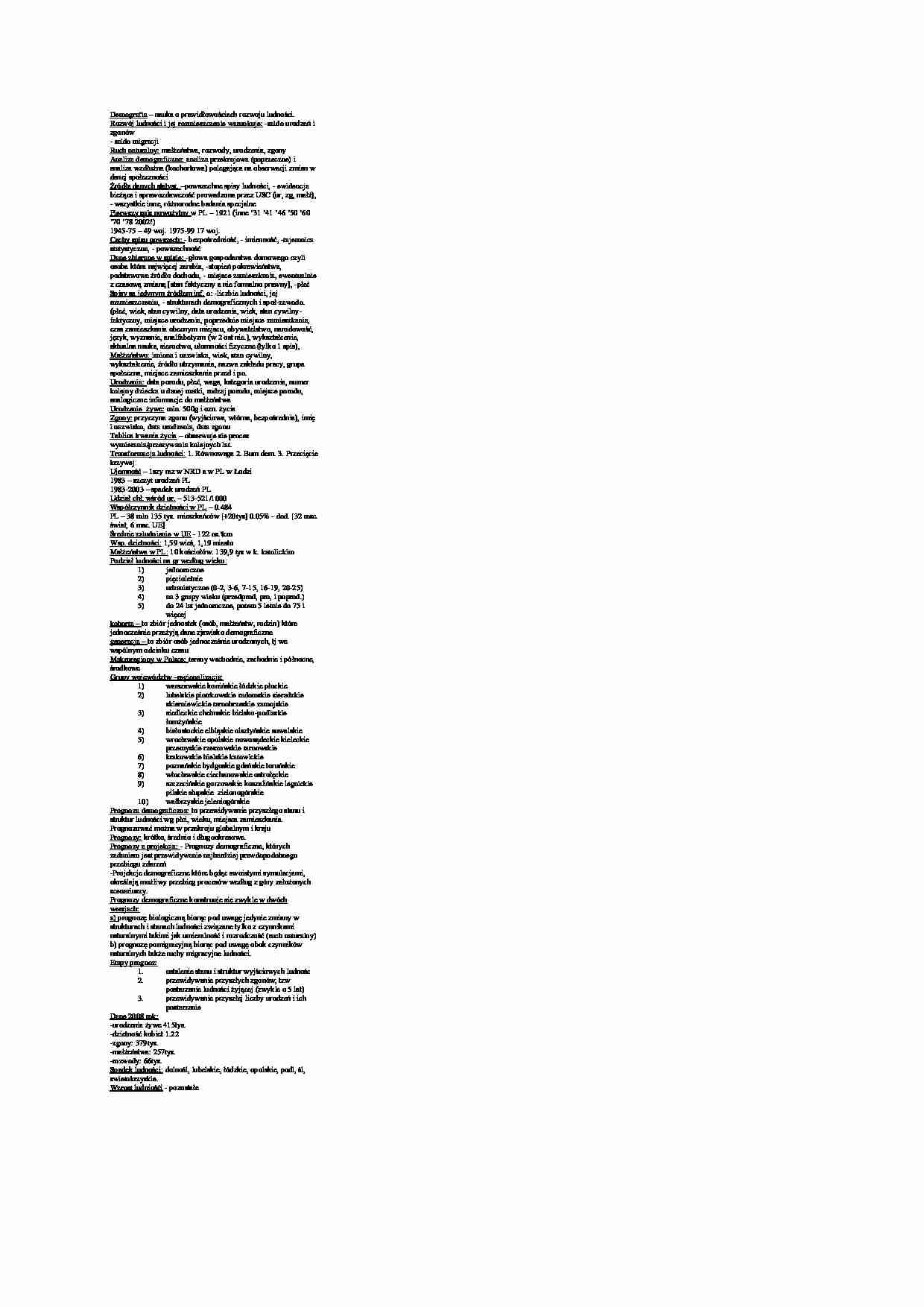 Demografia - pojęcia - strona 1