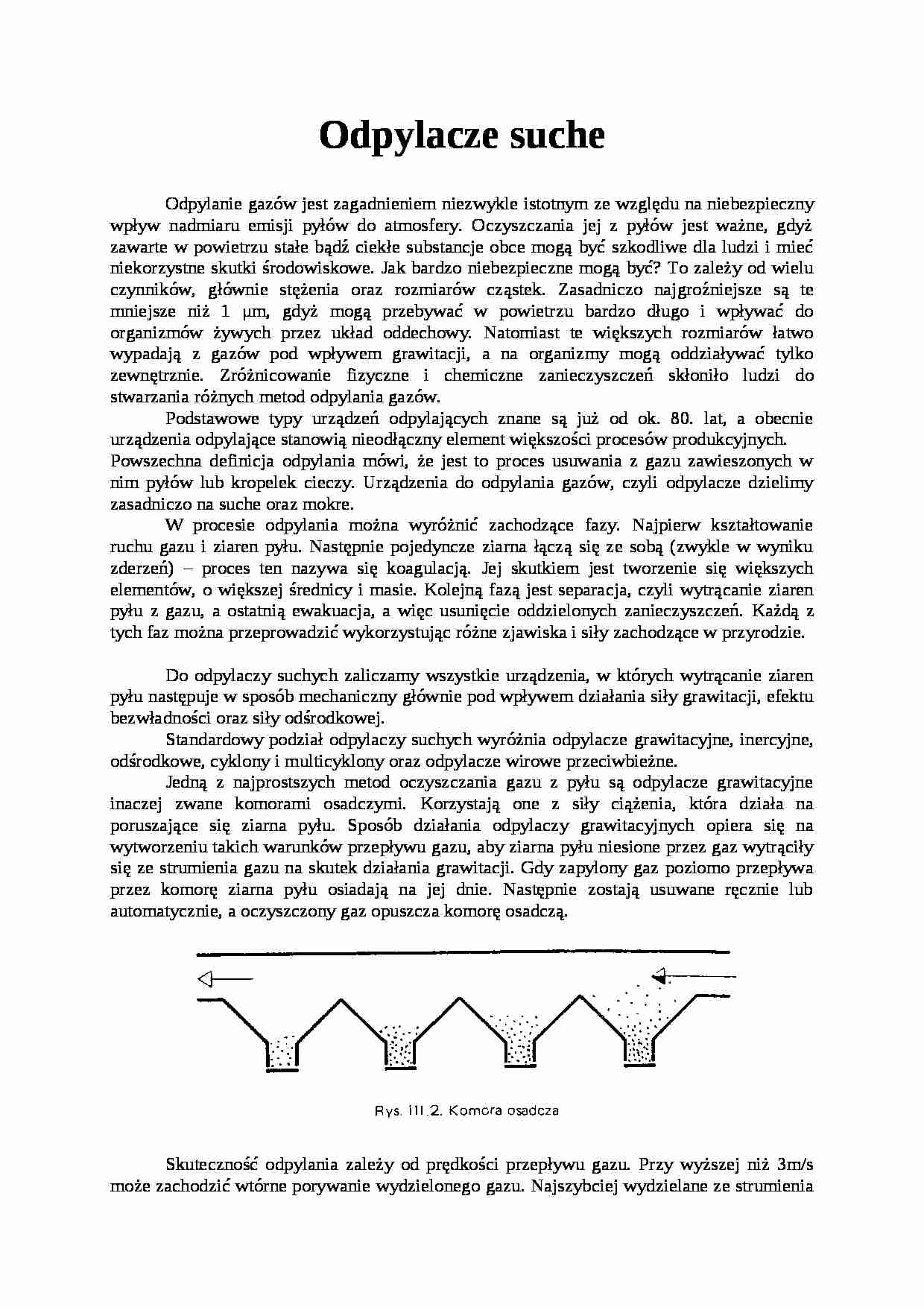 Odpylacze suche - prezentacja z lekcji ochrony powietrza - strona 1