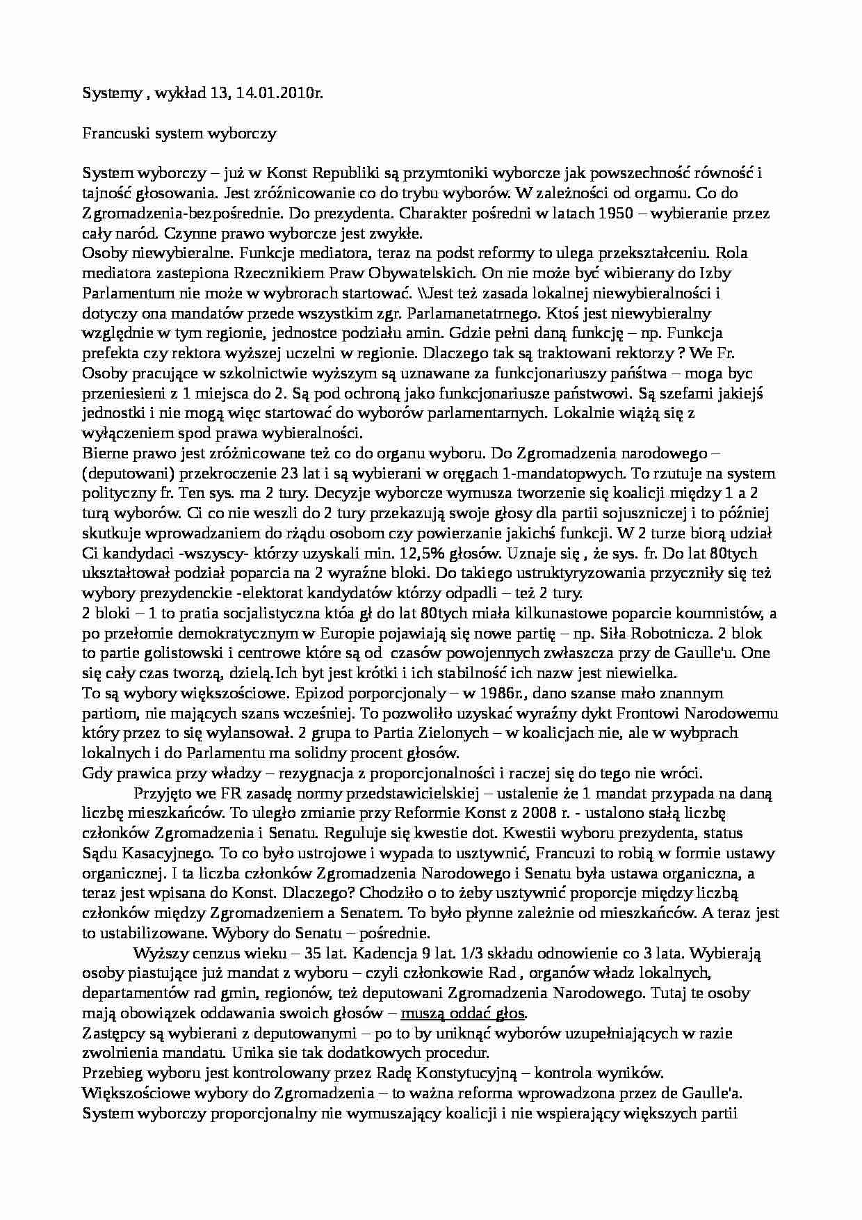 system Francji - wykład - strona 1