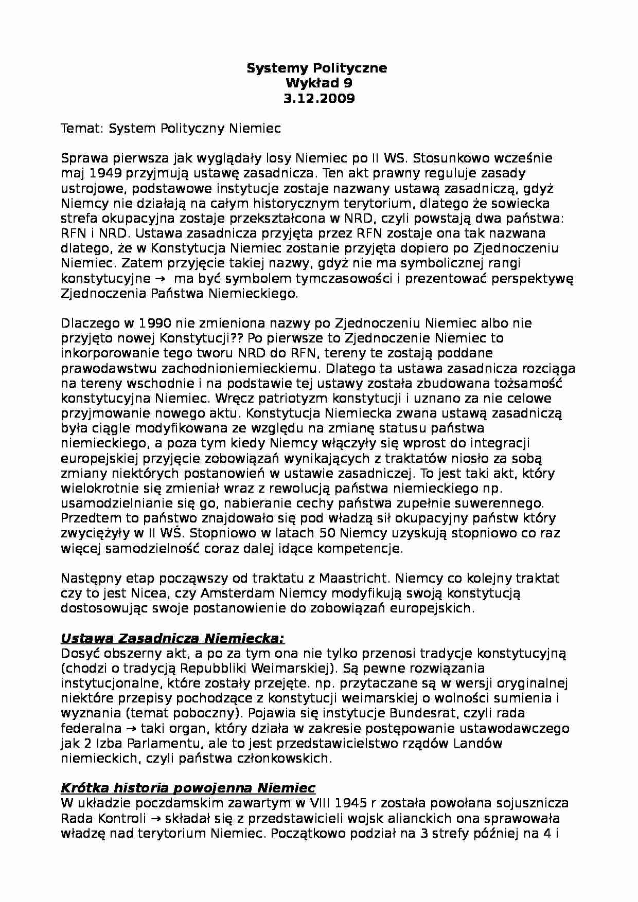 system Niemiec - wykład - strona 1