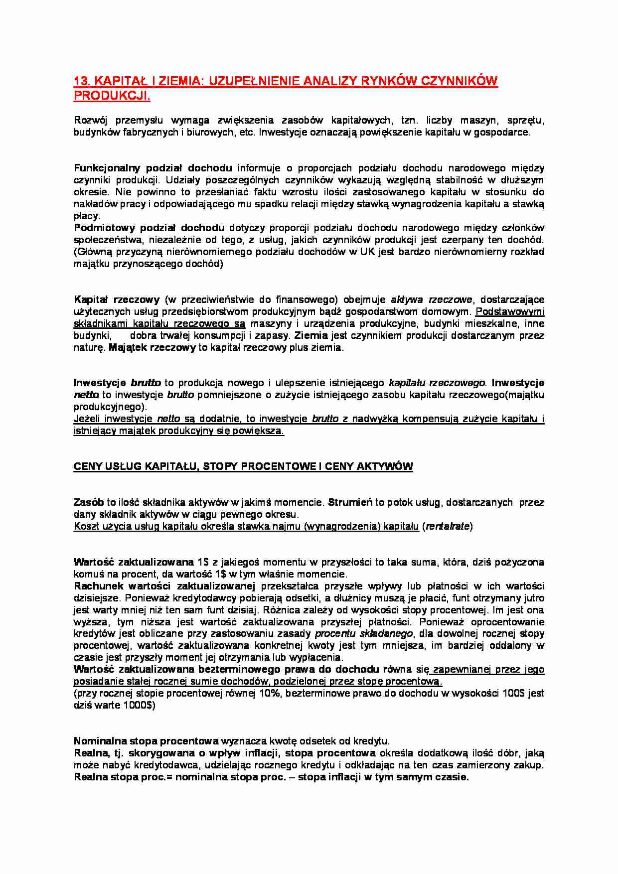 Kapitał i ziemia - wykład - strona 1