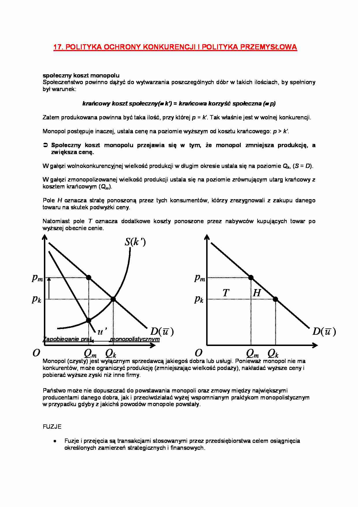 wykład - polityka ochrony konkurencji i polityka przemysłowa - strona 1