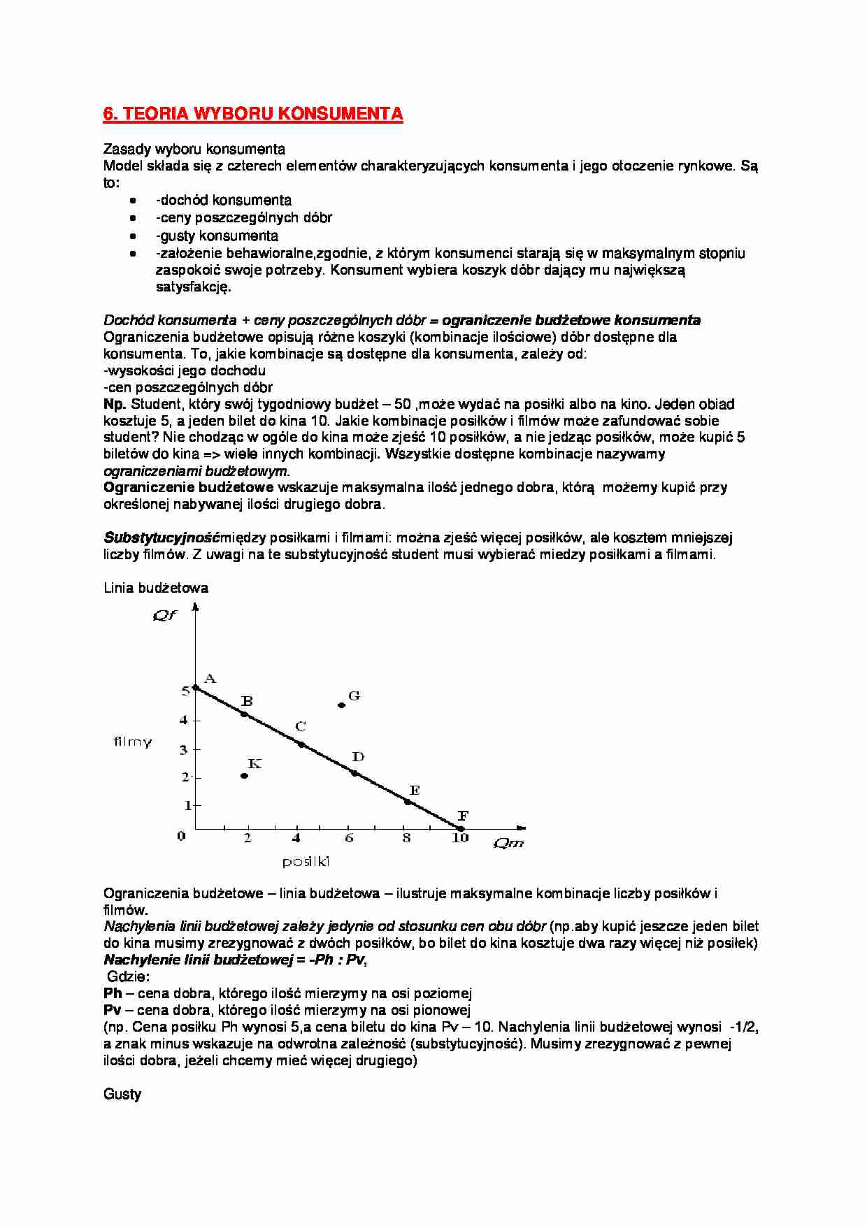 Teoria wyboru konsumenta - wykład - strona 1