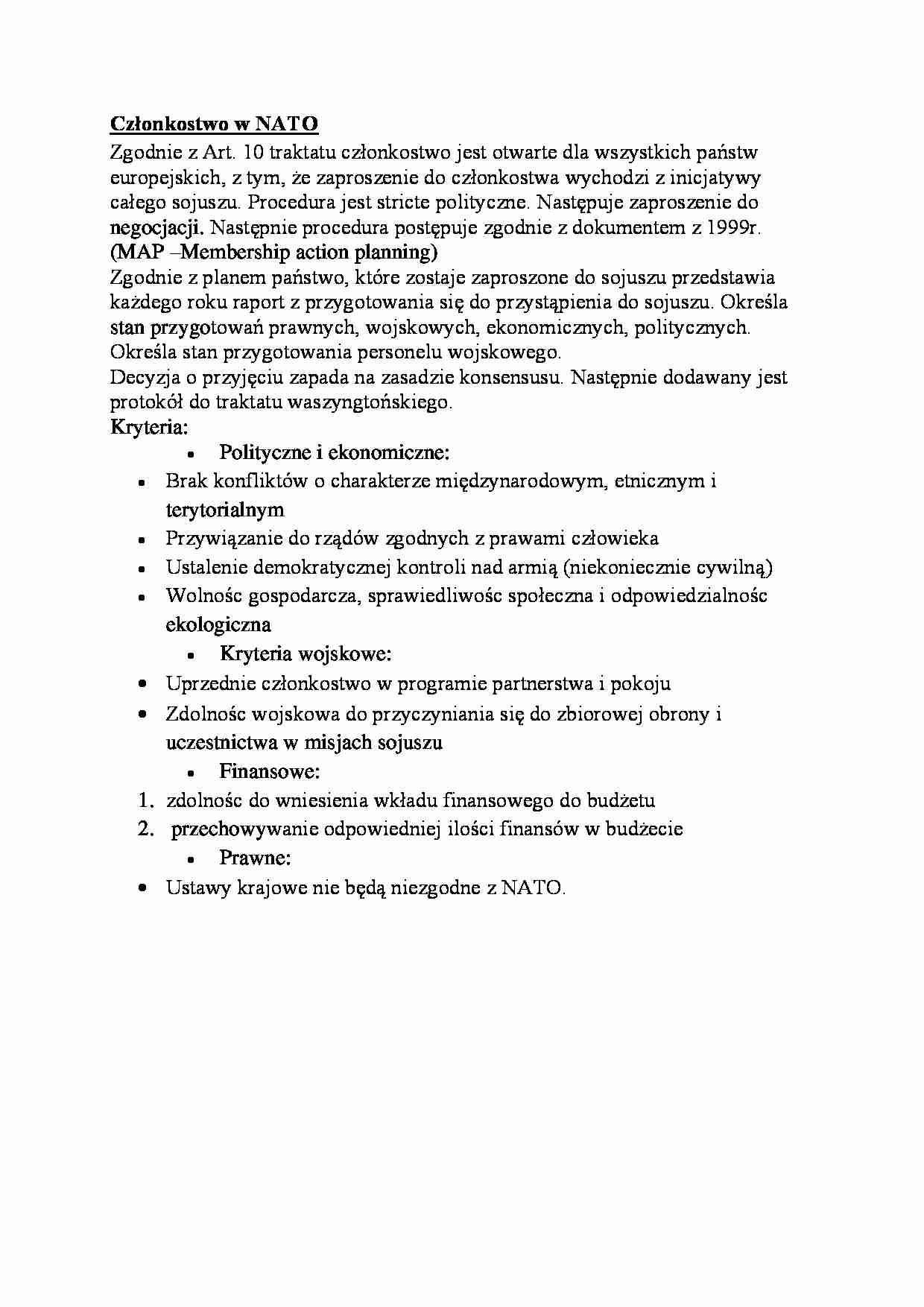 Członkostwo w NATO - wykład - strona 1
