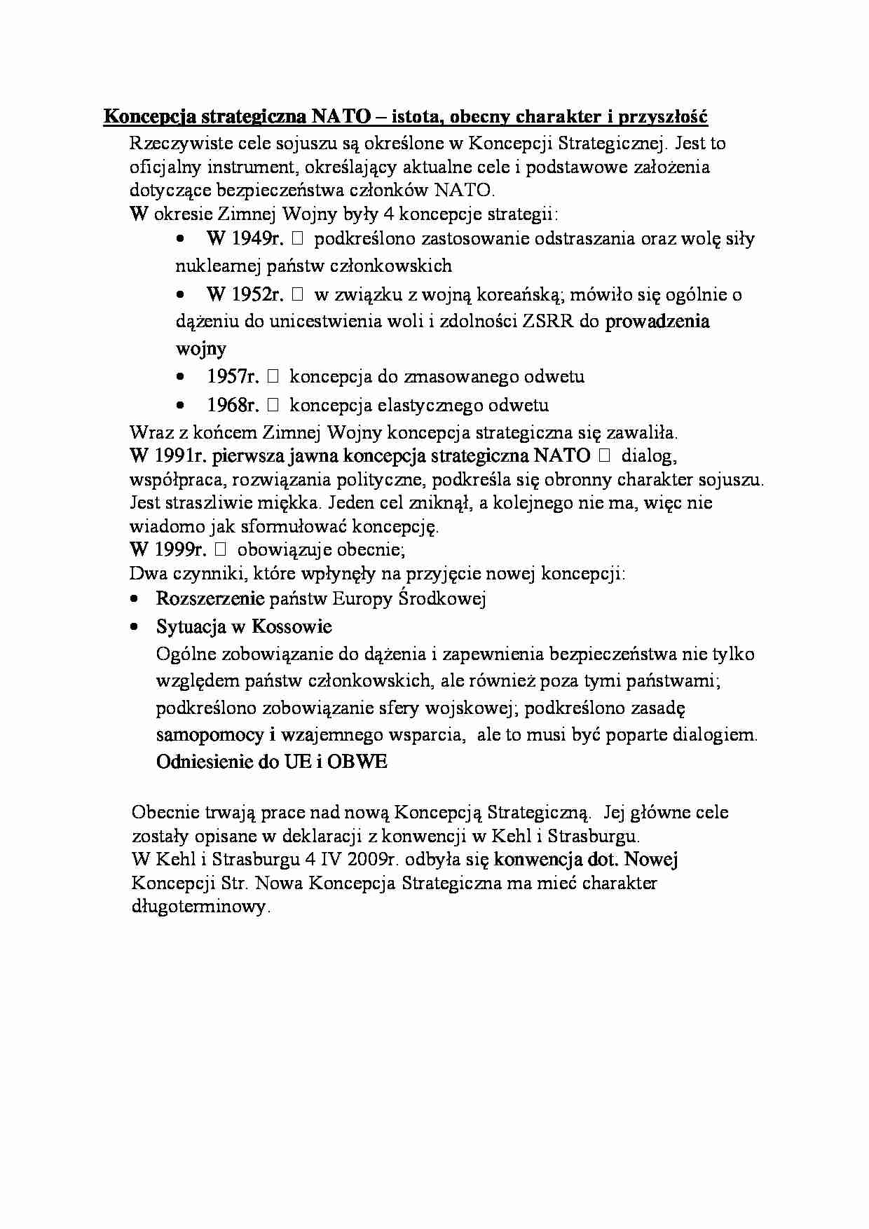 Koncepcja strategiczna NATO - wykład - strona 1