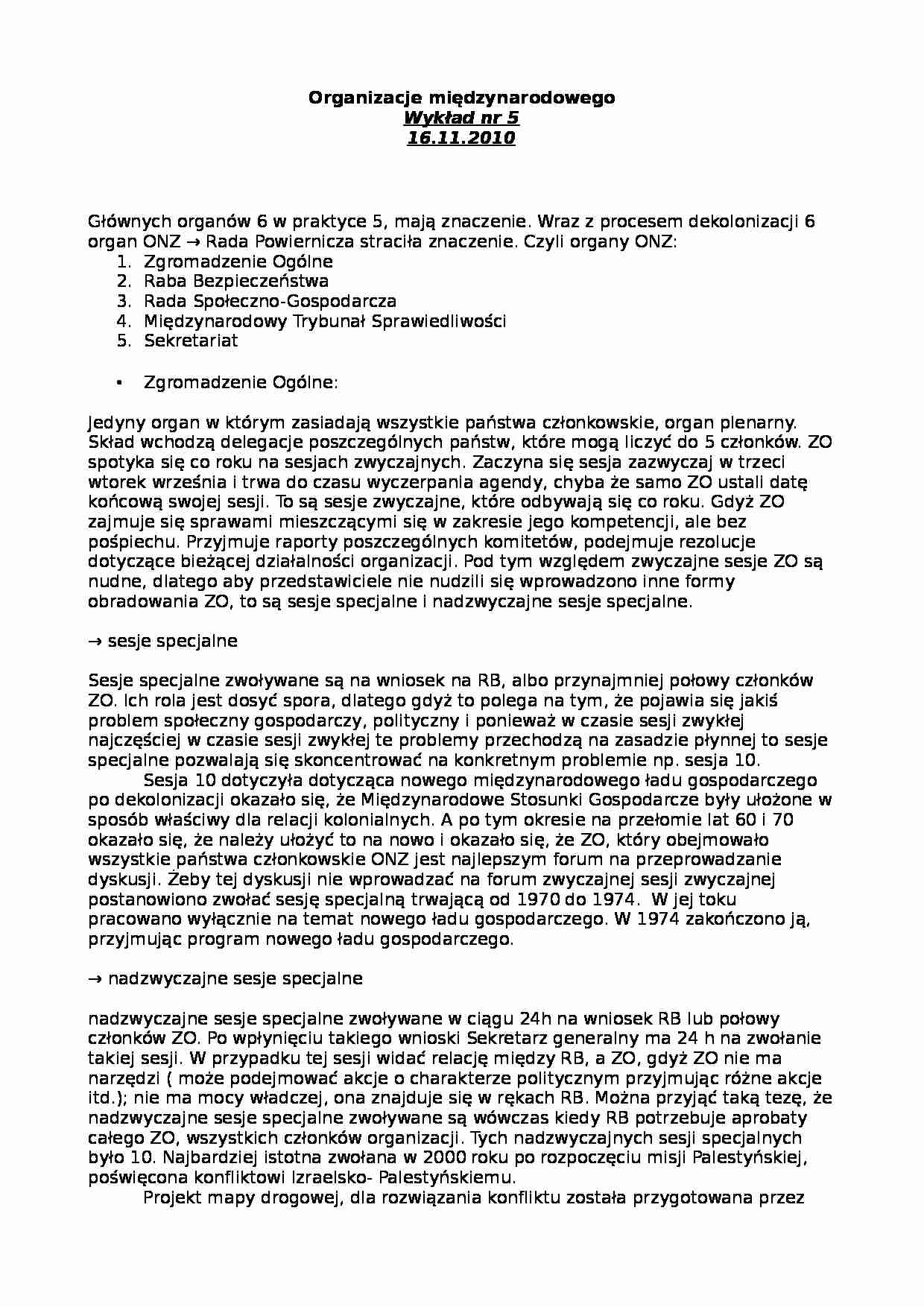Organizacje międzynarodowe - wykład - Rada Bezpieczeństwa - strona 1