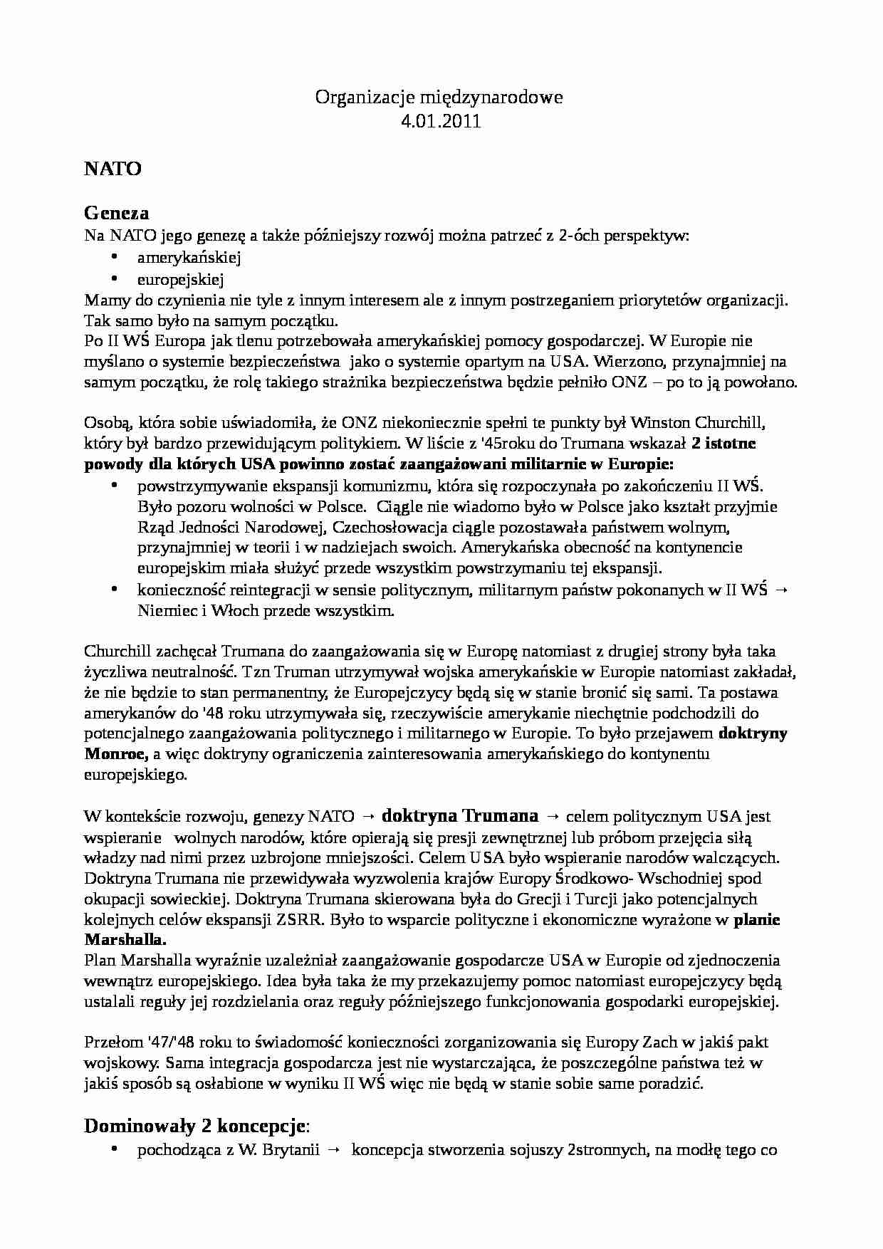 Charakterystyka NATO - wykład - strona 1