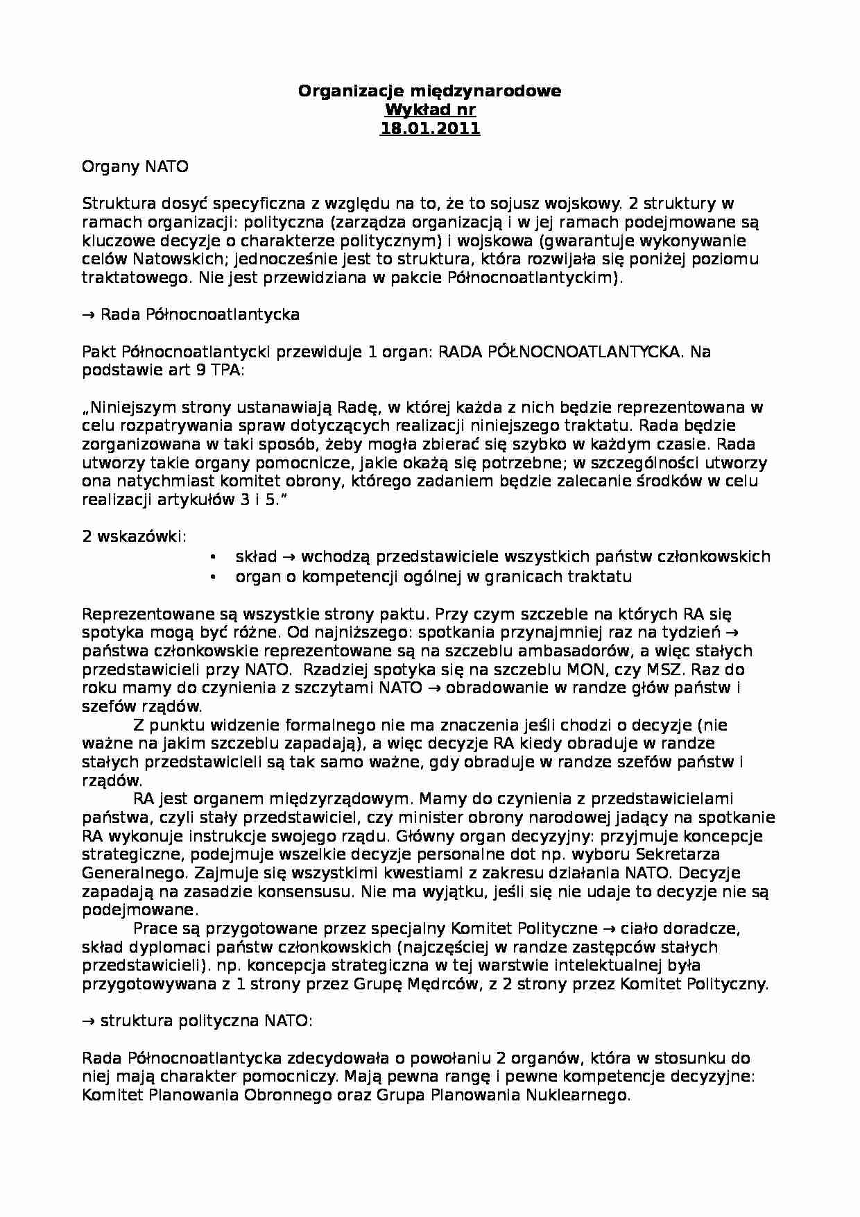 Organy NATO - wykład - strona 1
