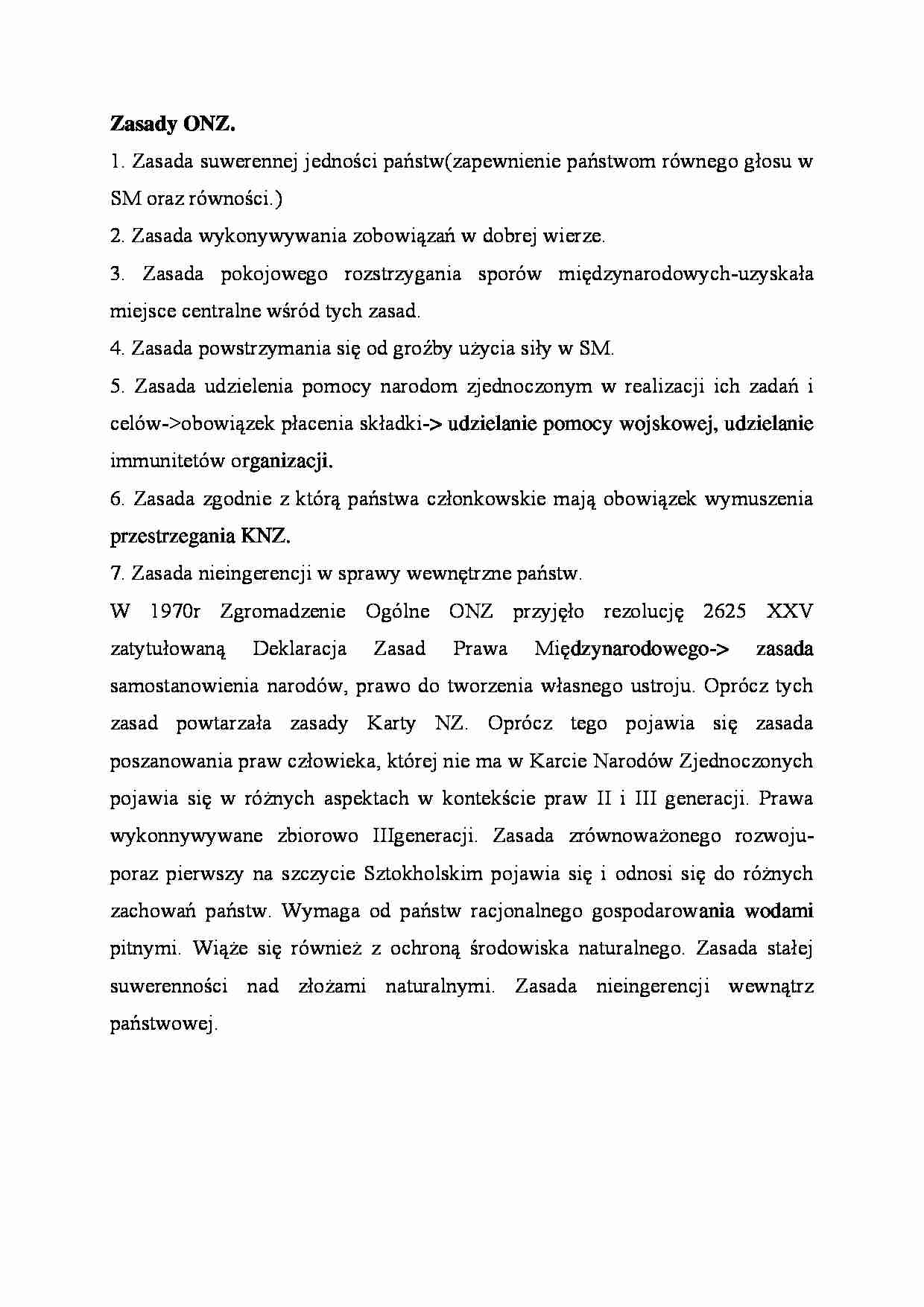Zasady ONZ - wykład - strona 1