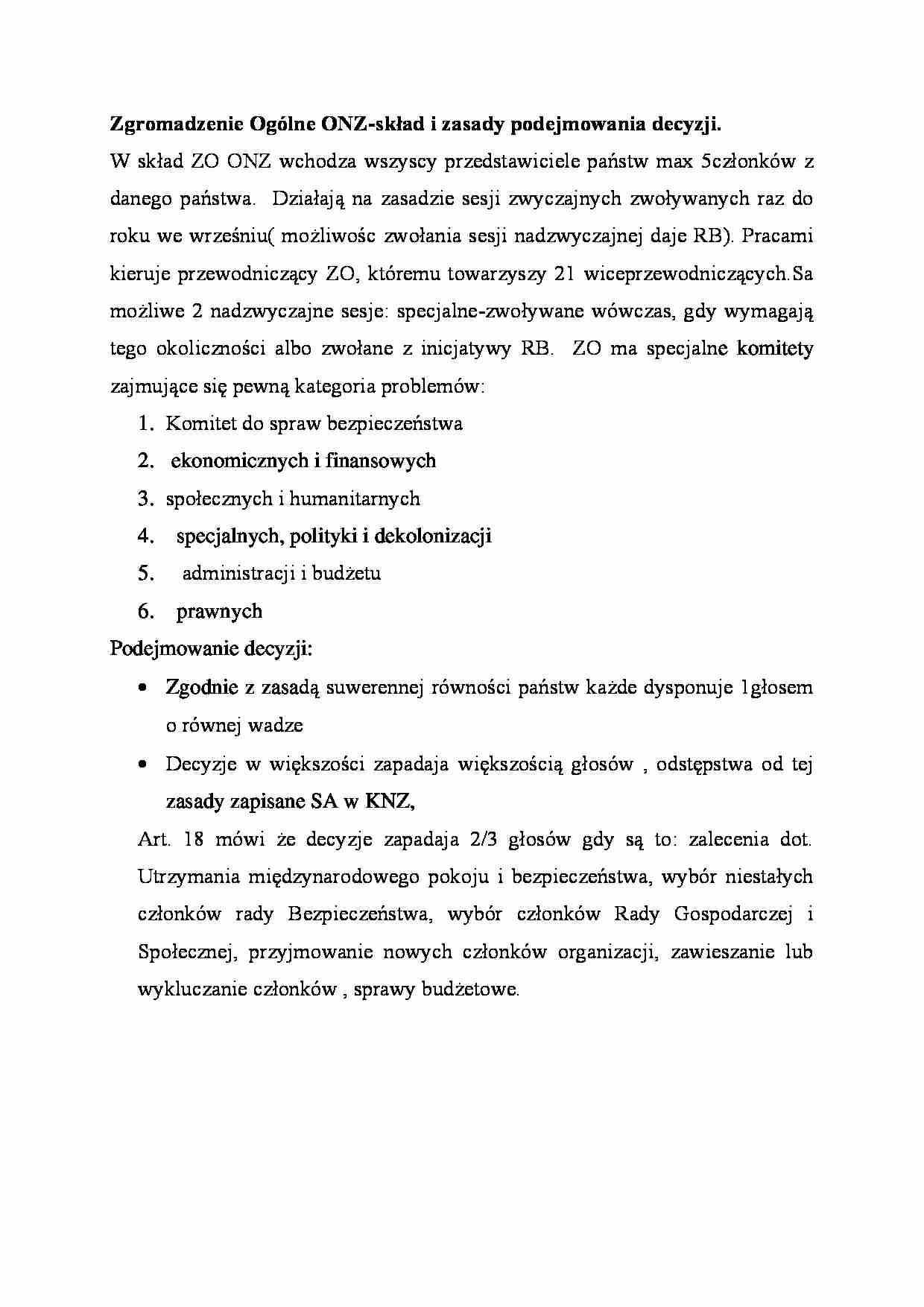 Zgromadzenie Ogólne ONZ - wykład - strona 1