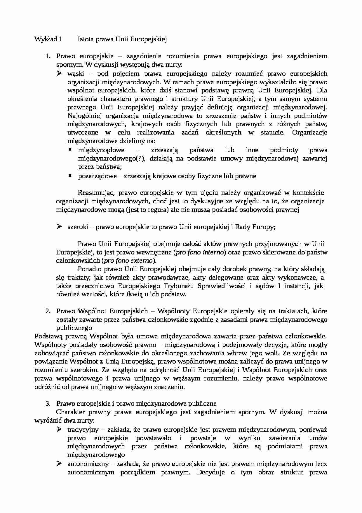 Wykład-  istota prawa UE - strona 1