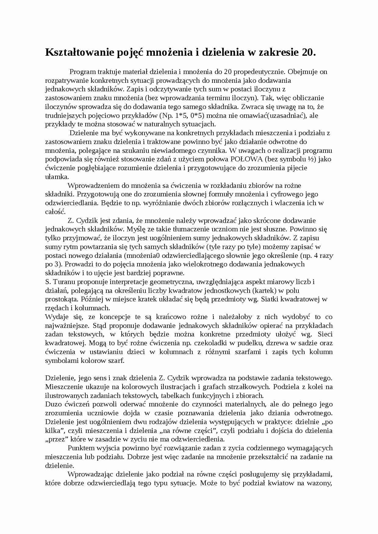 metodyka nauczania matematyki - notatki z wykładów i ćwiczeń - strona 1