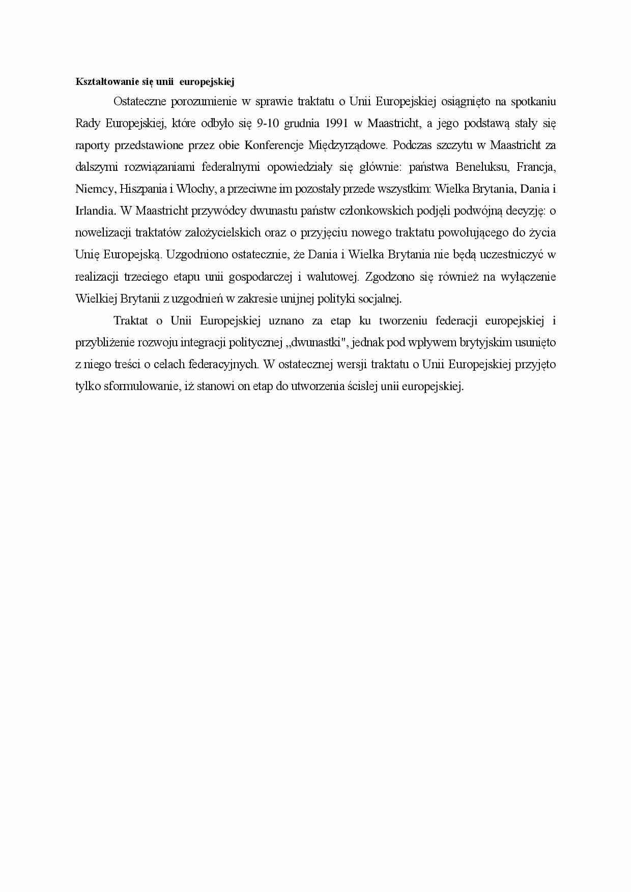 Kształtowanie się Unii  Europejskiej - wykład - strona 1