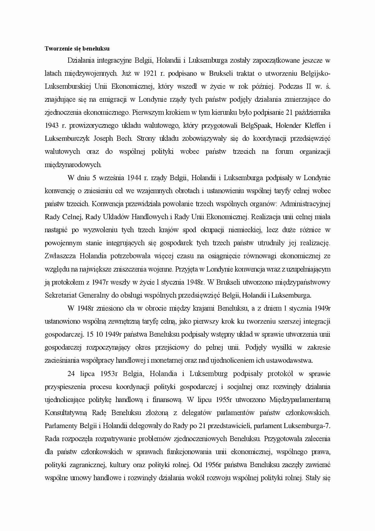 Wykład - tworzenie się Beneluksu - strona 1