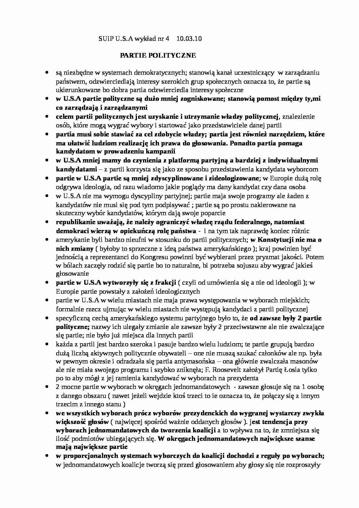 Partie polityczne  -wykład - strona 1