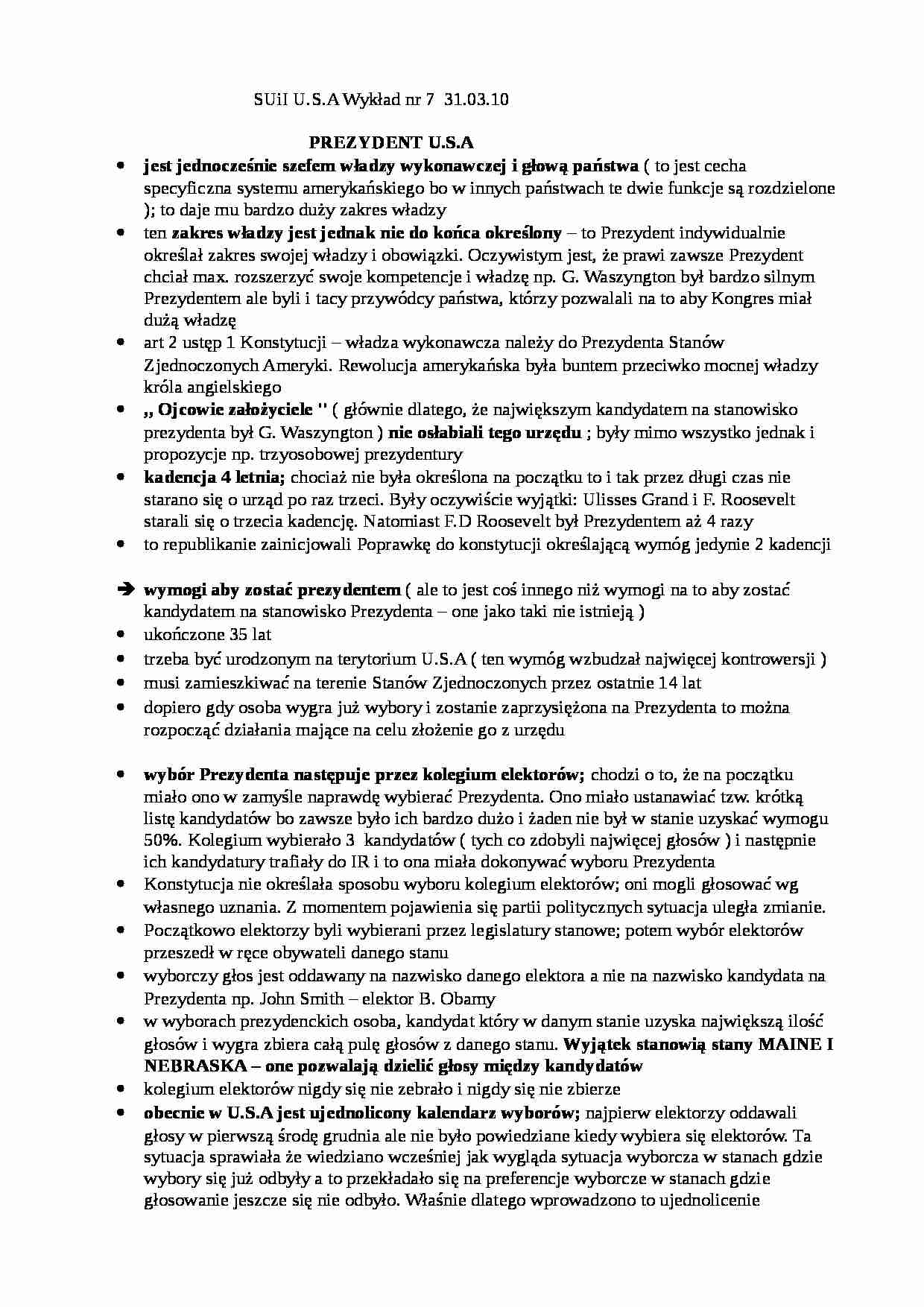Wykład - prezydent USA - strona 1