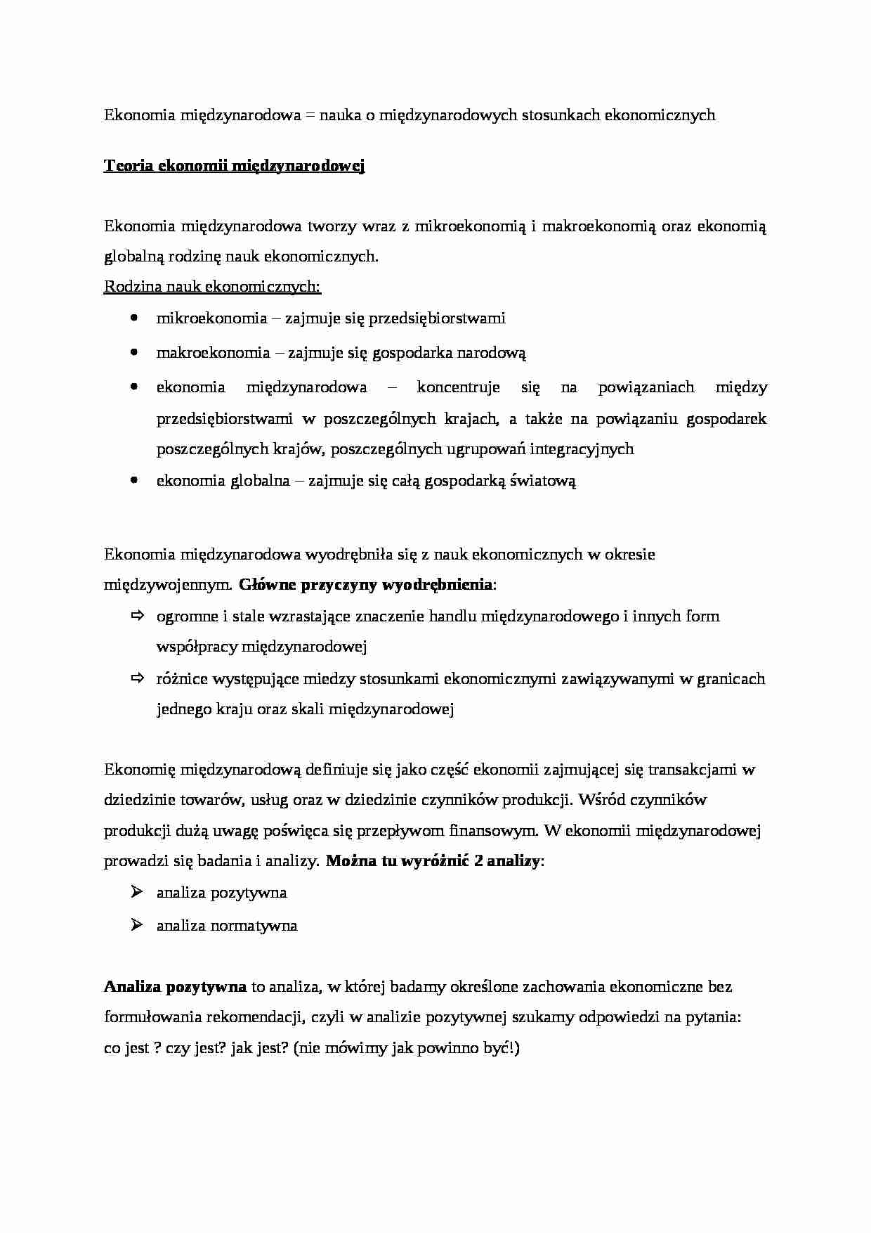 Ekonomia międzynarodowa- wstęp - strona 1