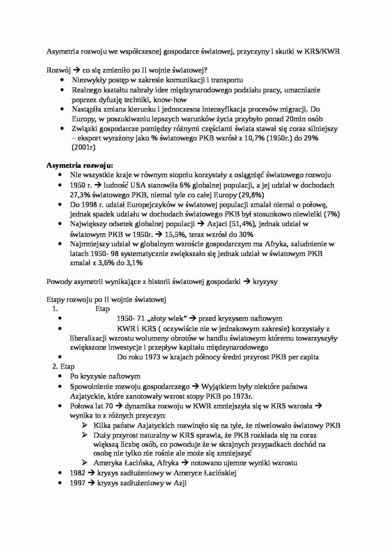 Asymetria rozwoju- opracowanie - strona 1
