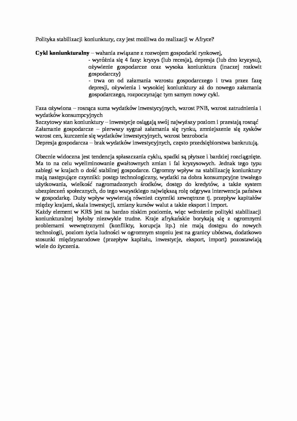 Polityka stabilizacji- opracowanie - strona 1