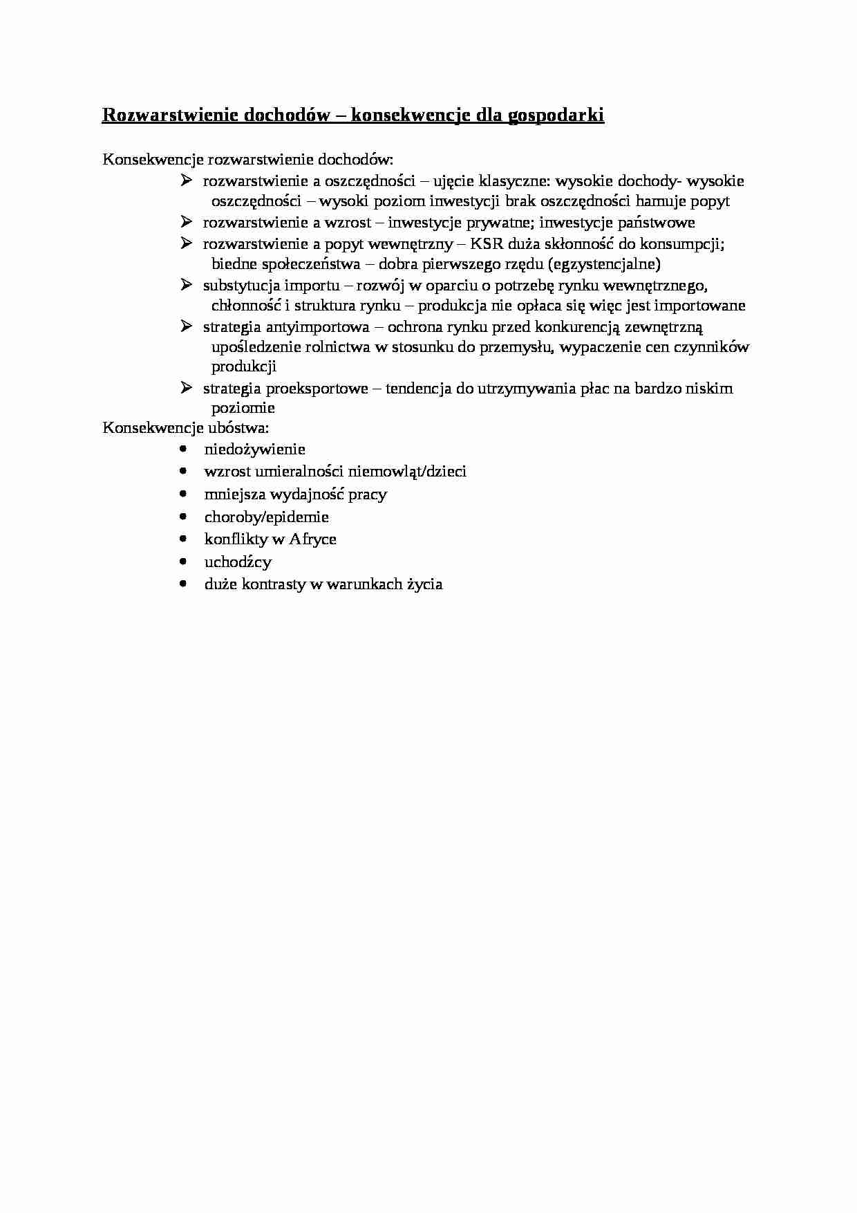 Rozwarstwienie dochodów- opracowanie - strona 1