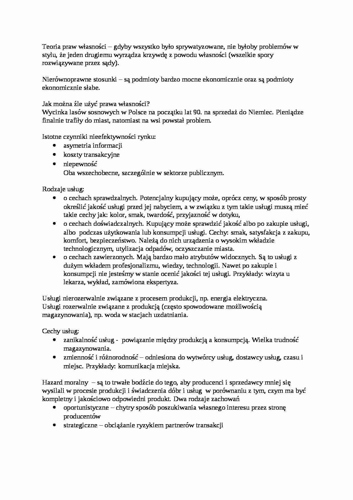 Teoria praw własności- opracowanie - strona 1