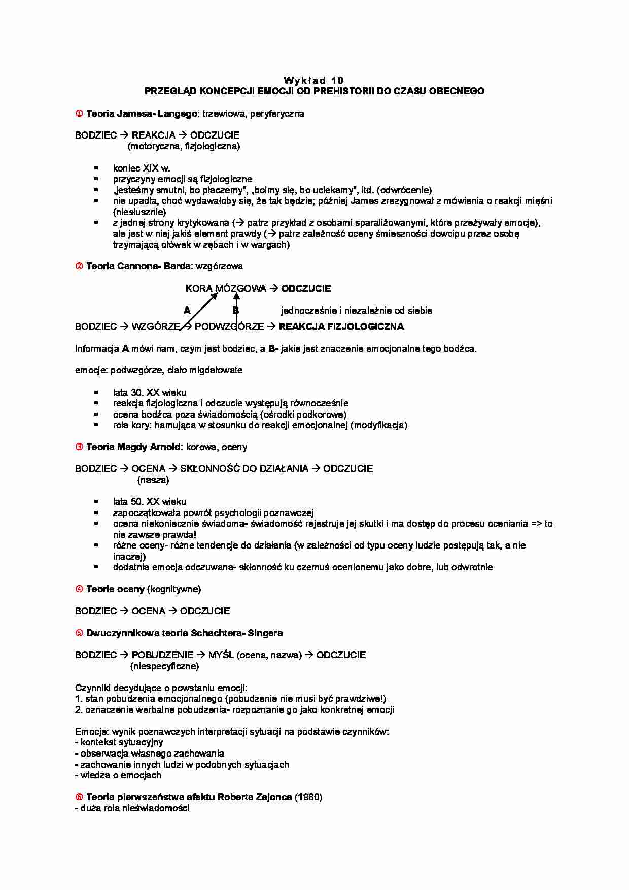 Emocje i Motywacja - wykład 10 - strona 1