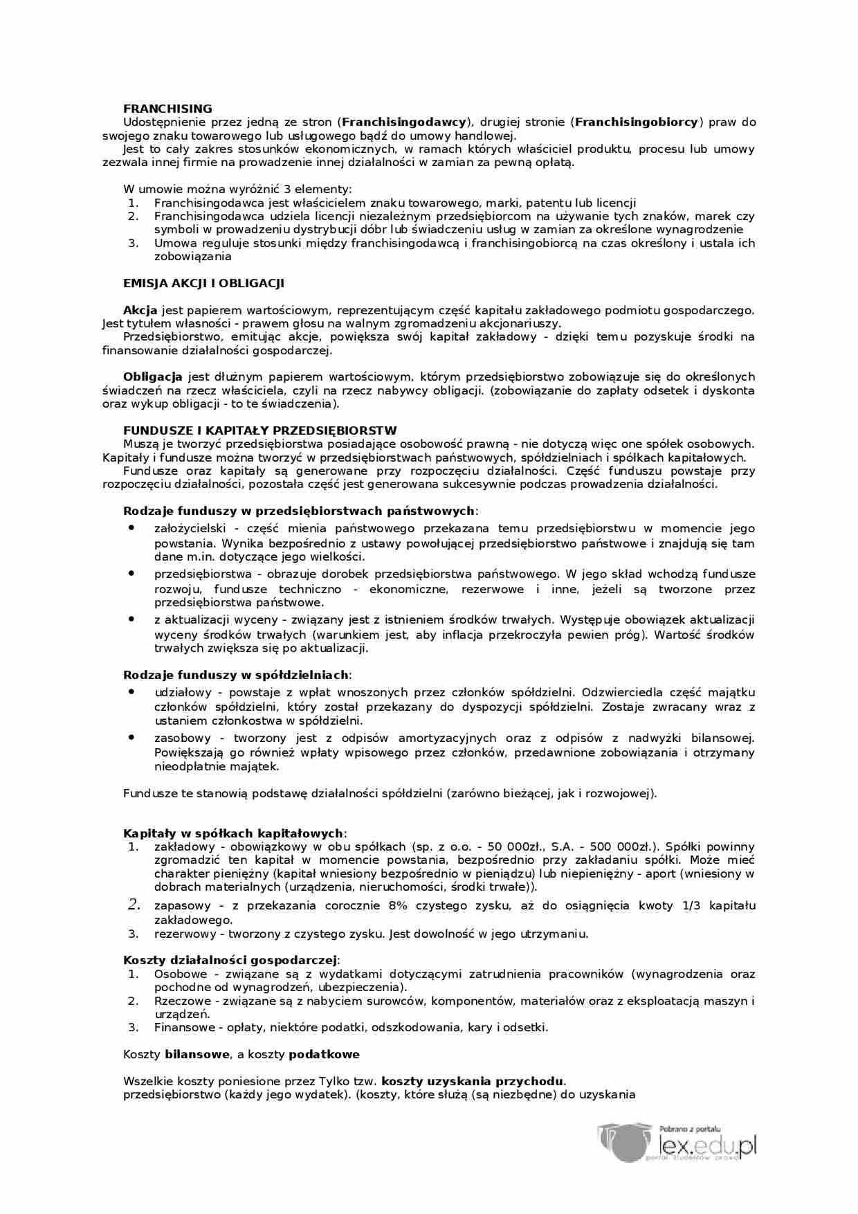Franchising- opracowanie - strona 1
