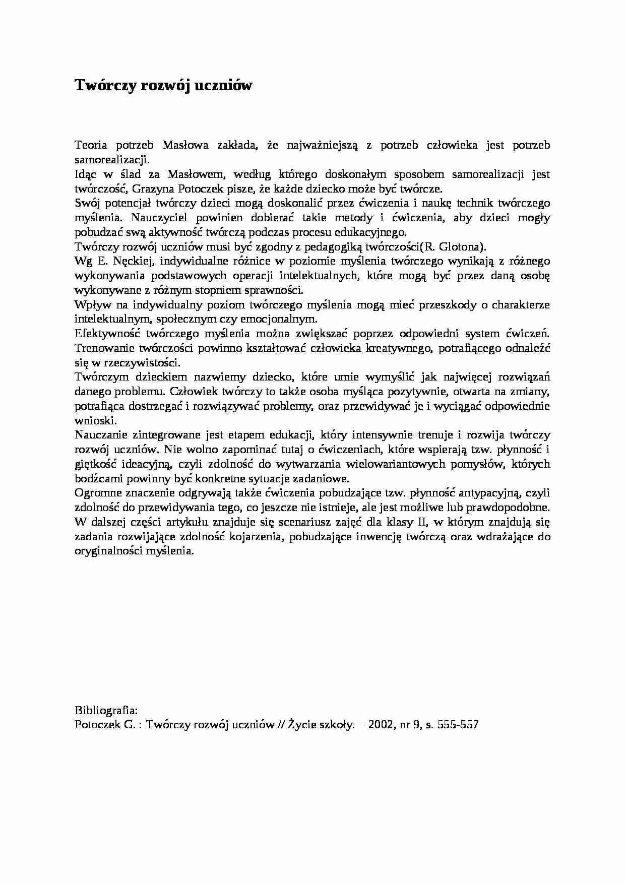 Twórczy rozwój uczniów-referat - strona 1