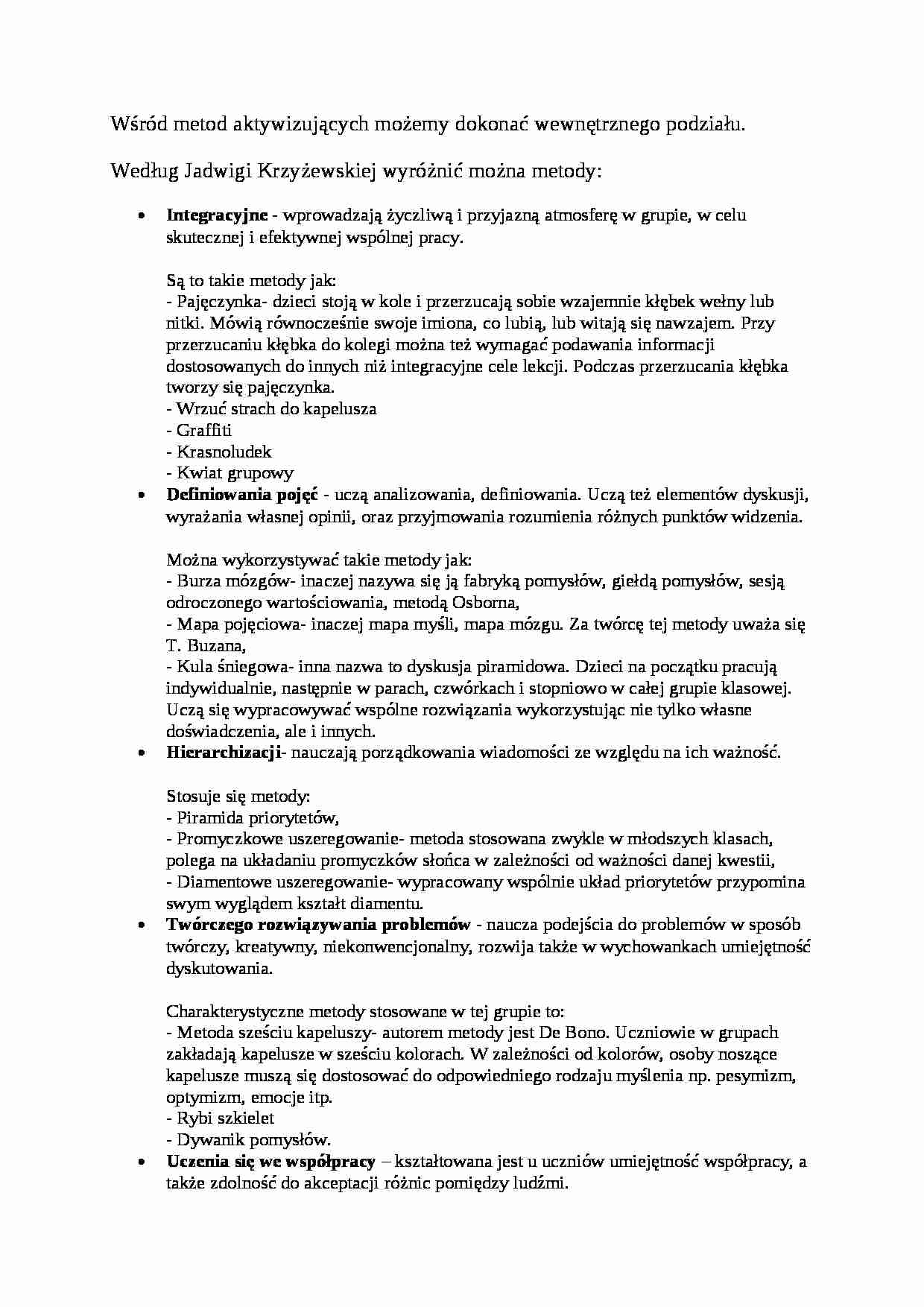 metody aktywizujące-notatki z wykładów - strona 1