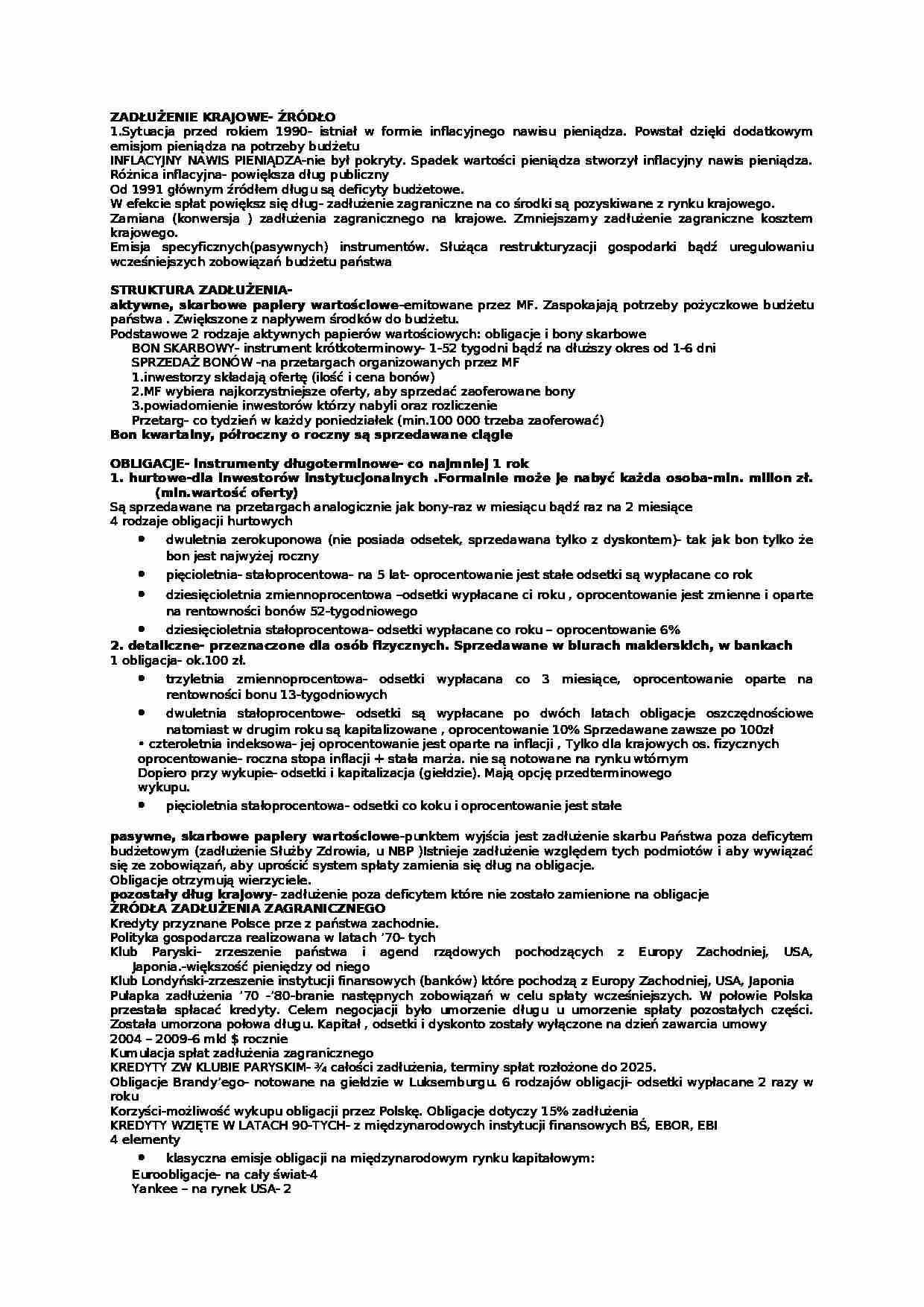 Zadłużenie krajowe- źródło - strona 1