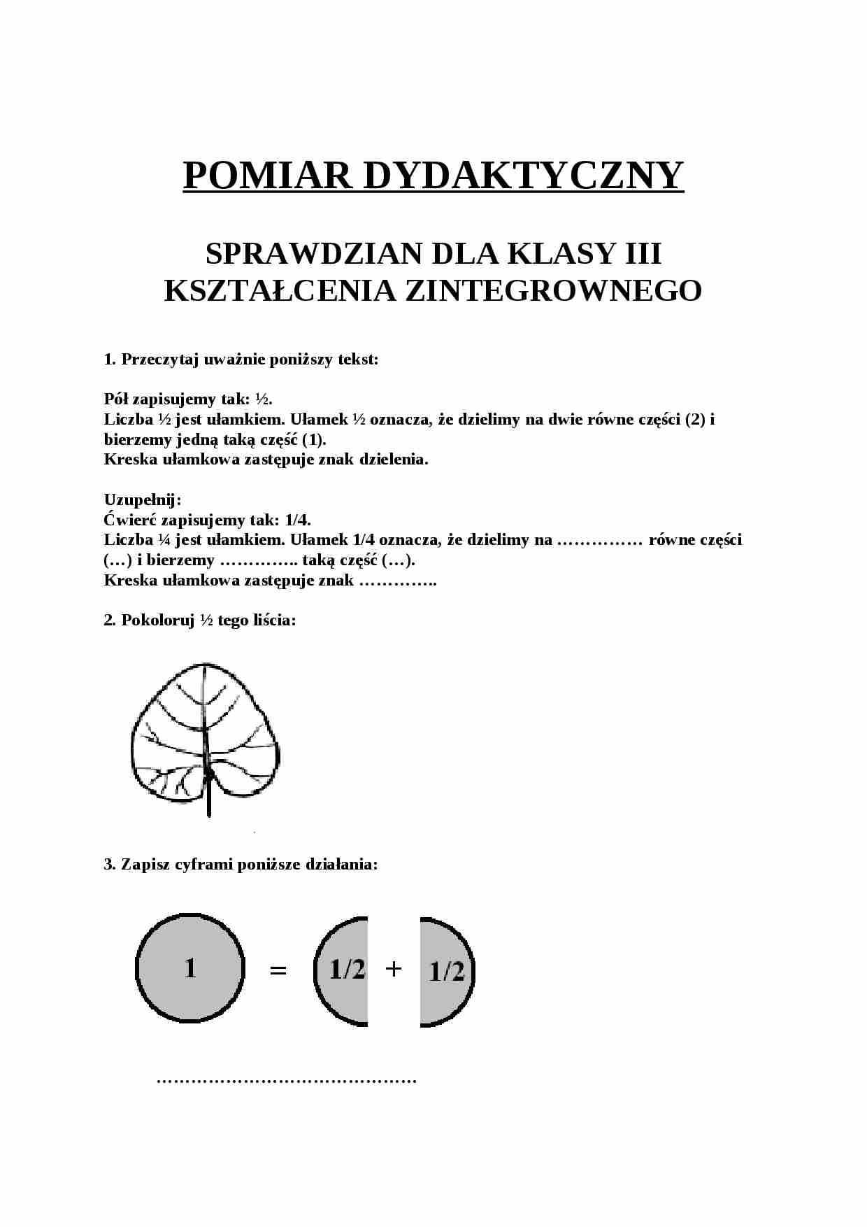 pomiar dydaktyczny-praca samodzielna, zaliczeniowa - strona 1