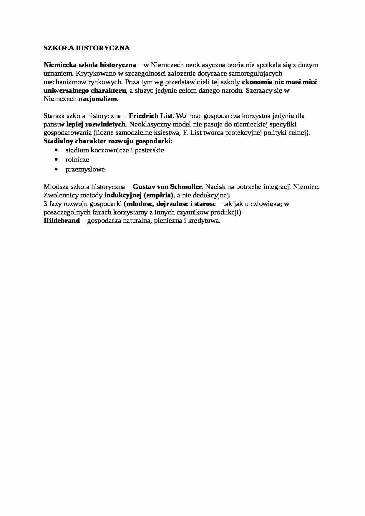 Szkoła historyczna- opracowanie - strona 1