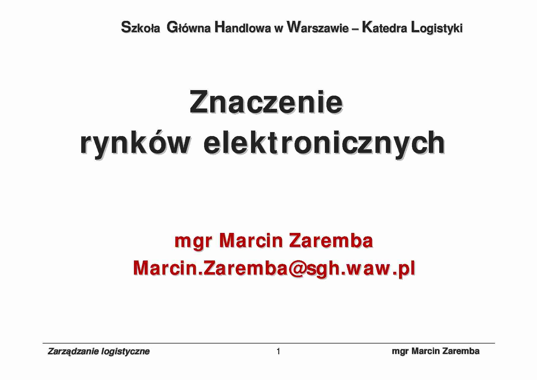 Rynki elektroniczne- opracowanie - strona 1