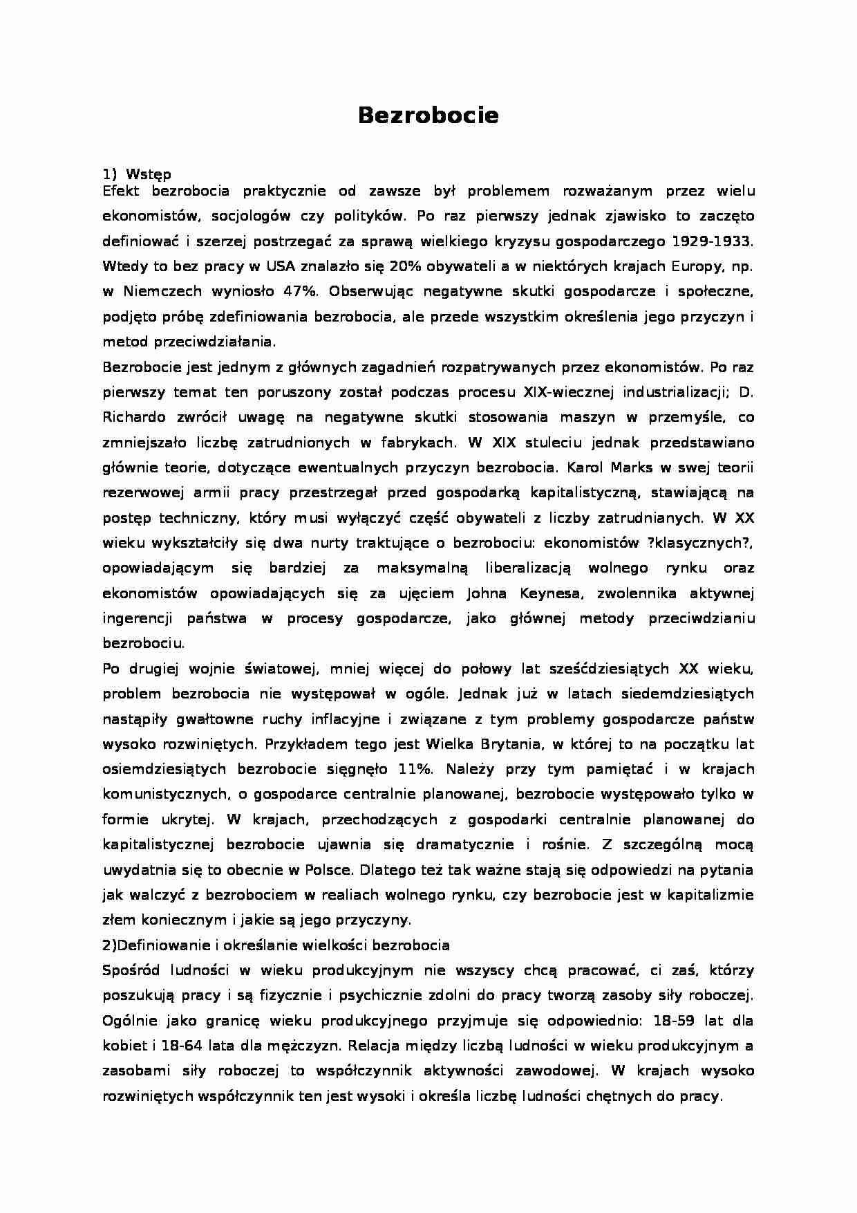 Bezrobocie- opracowanie - Aktywność zawodowa - strona 1