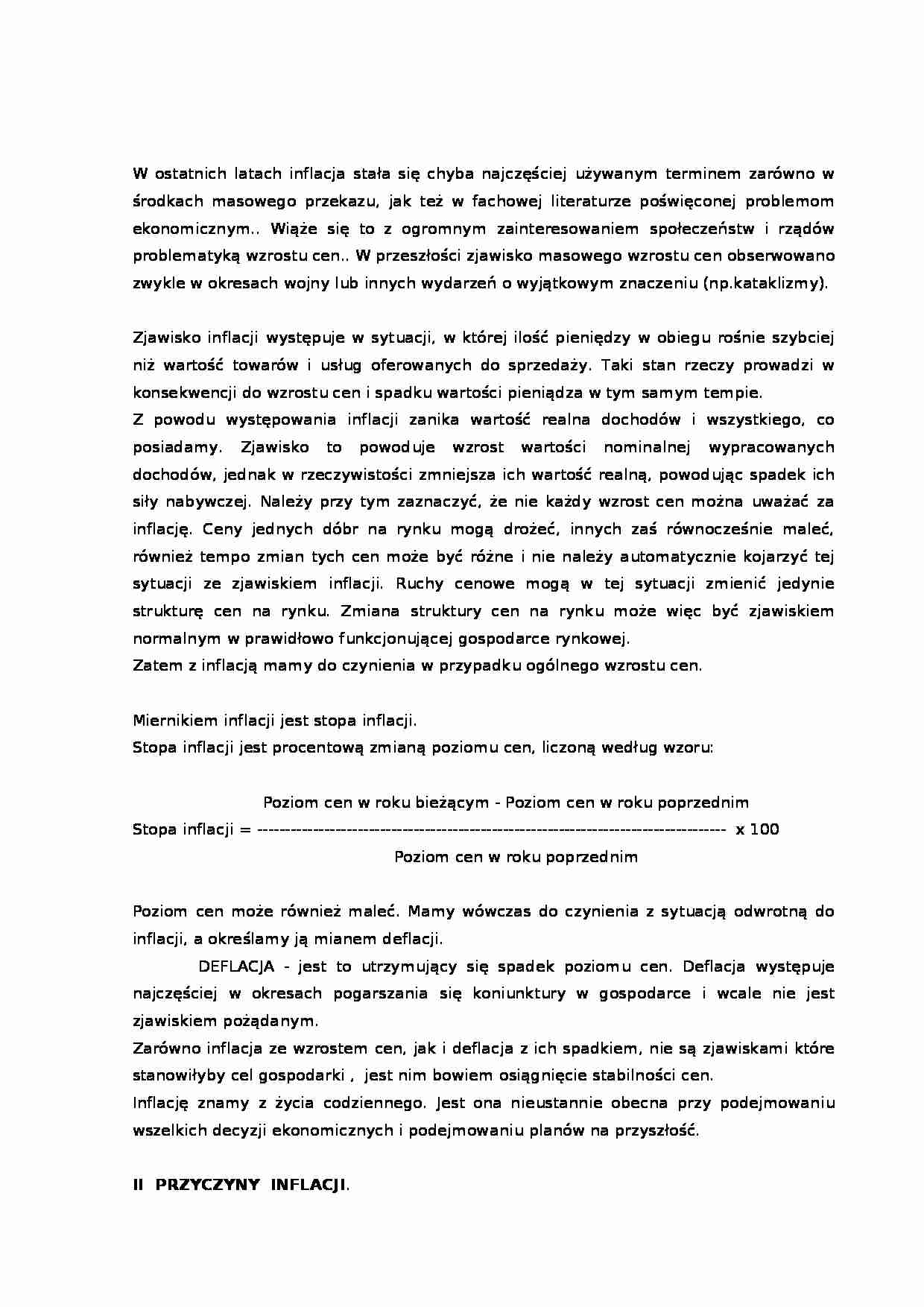 Inflacja- opracowanie - strona 1