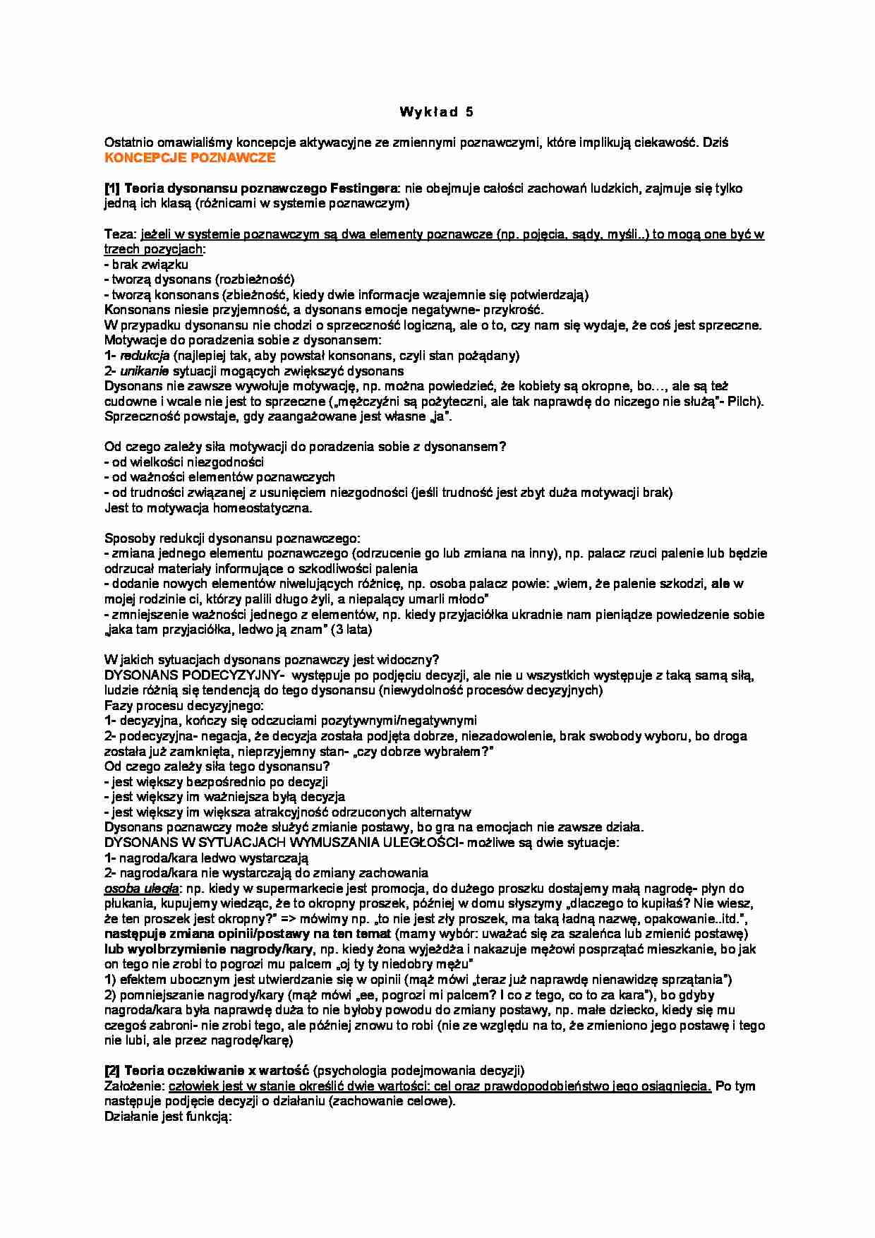 Emocje i Motywacja - wykład 5 - strona 1